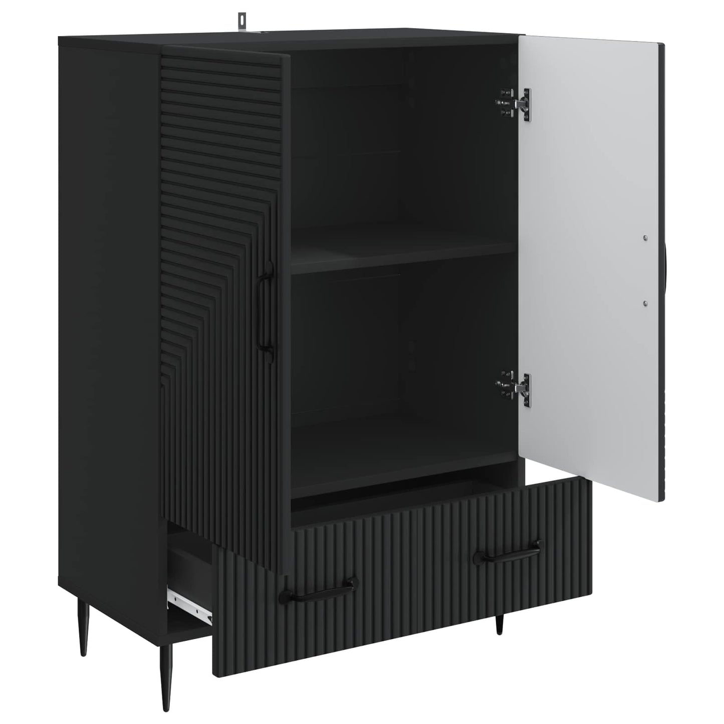 Serviesskap med skuff Svart 66 x 34,5 x 95 cm Konstruert tre