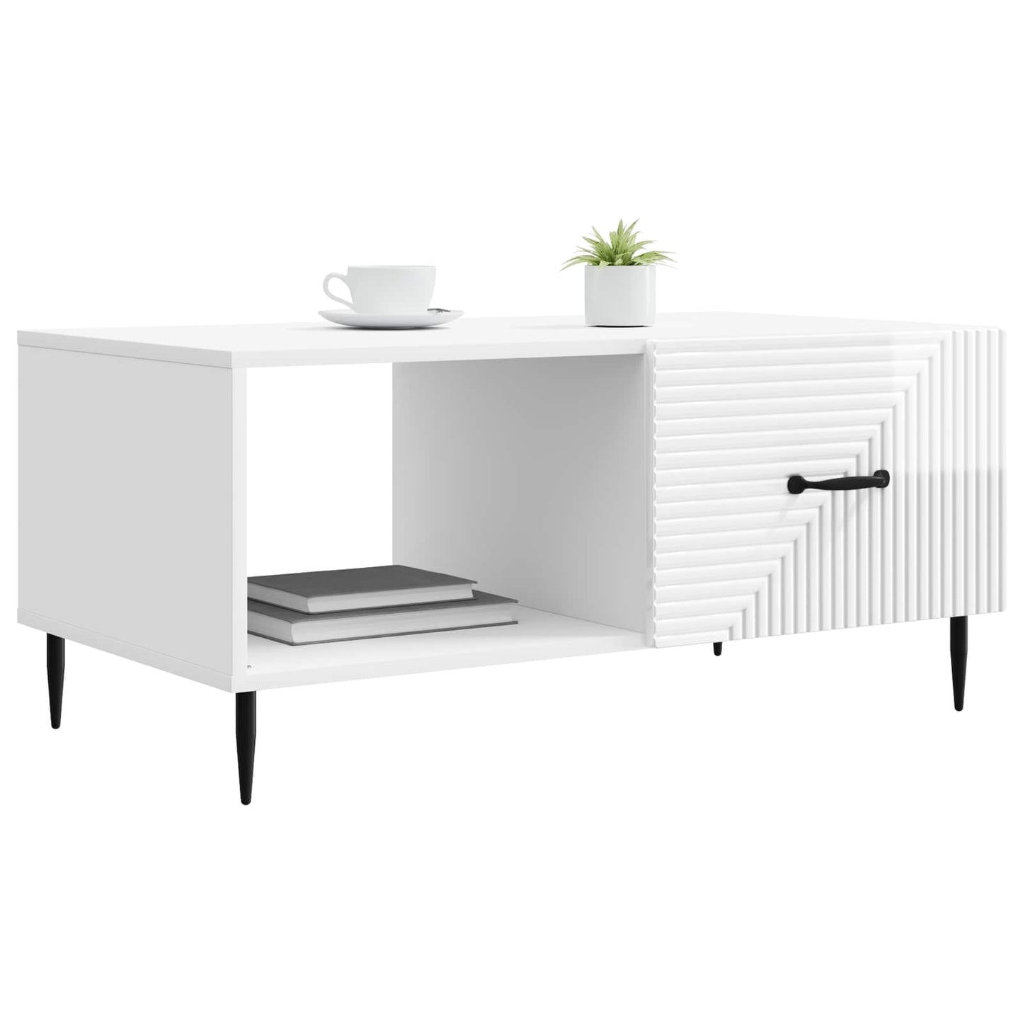 Kaffebord Høgglans hvit 90 x 50 x 40 cm Konstruert tre