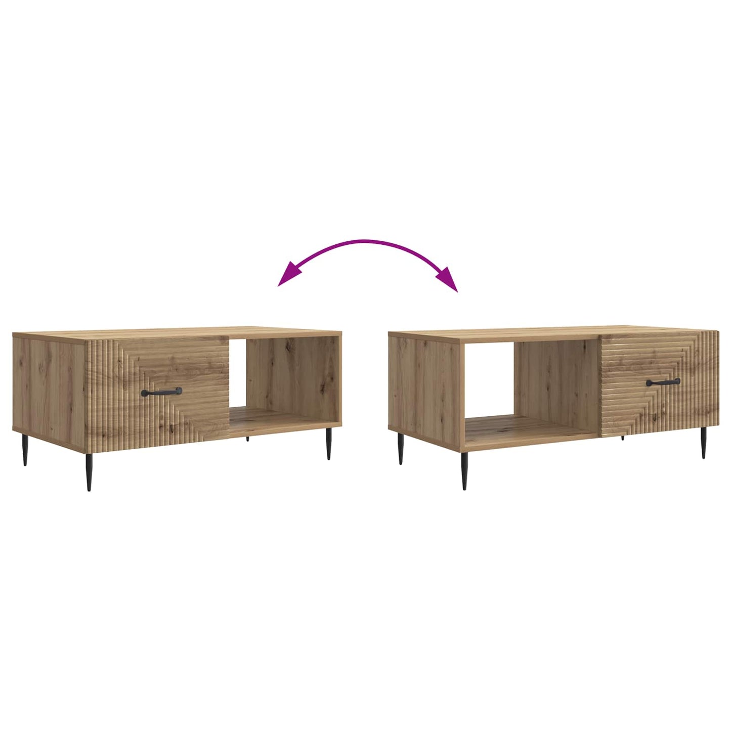 Kaffebord Artisan eik 90 x 50 x 40 cm Konstruert tre