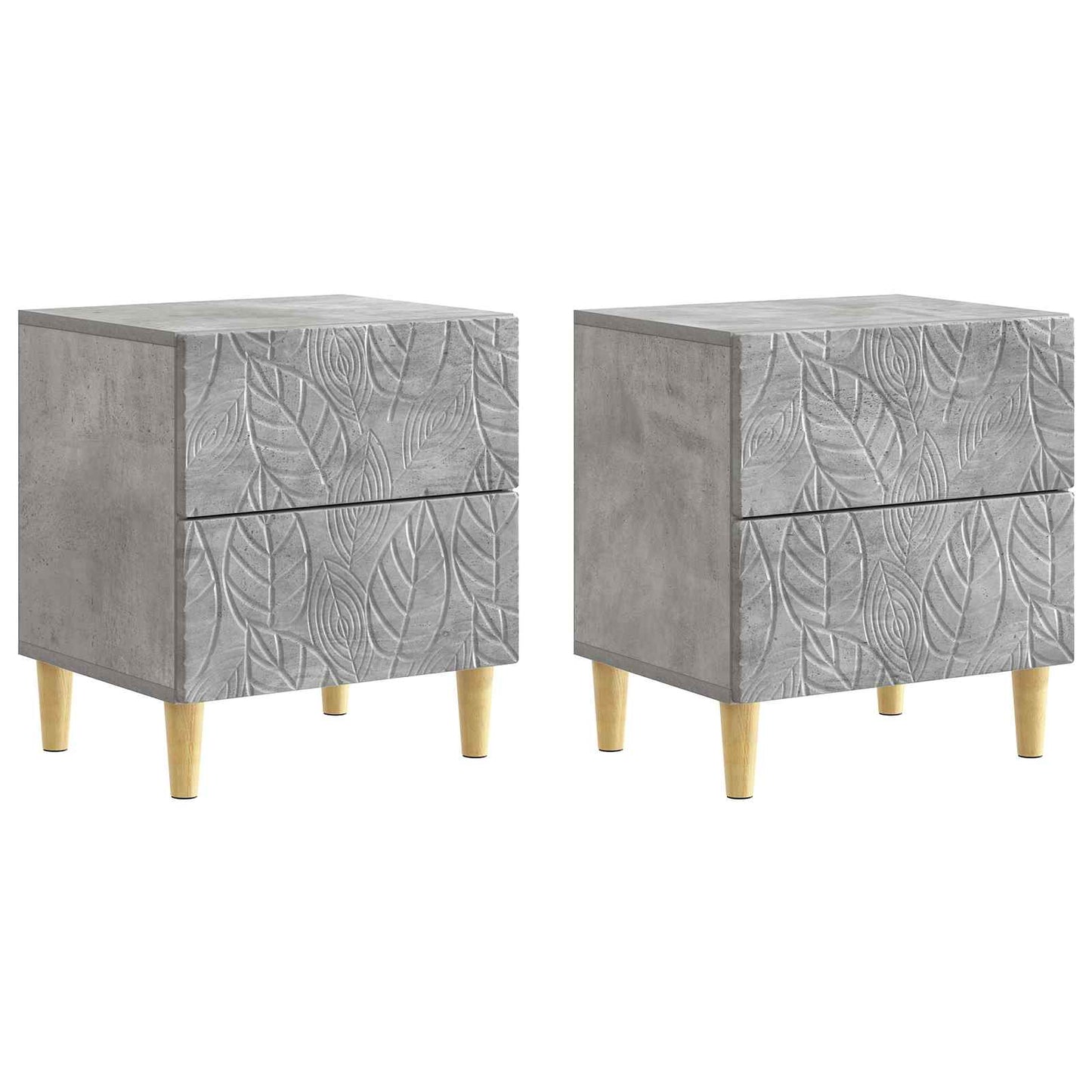 Nattbord 2 pcs Betonggrå 43 x 34,5 x 48 cm Konstruert tre