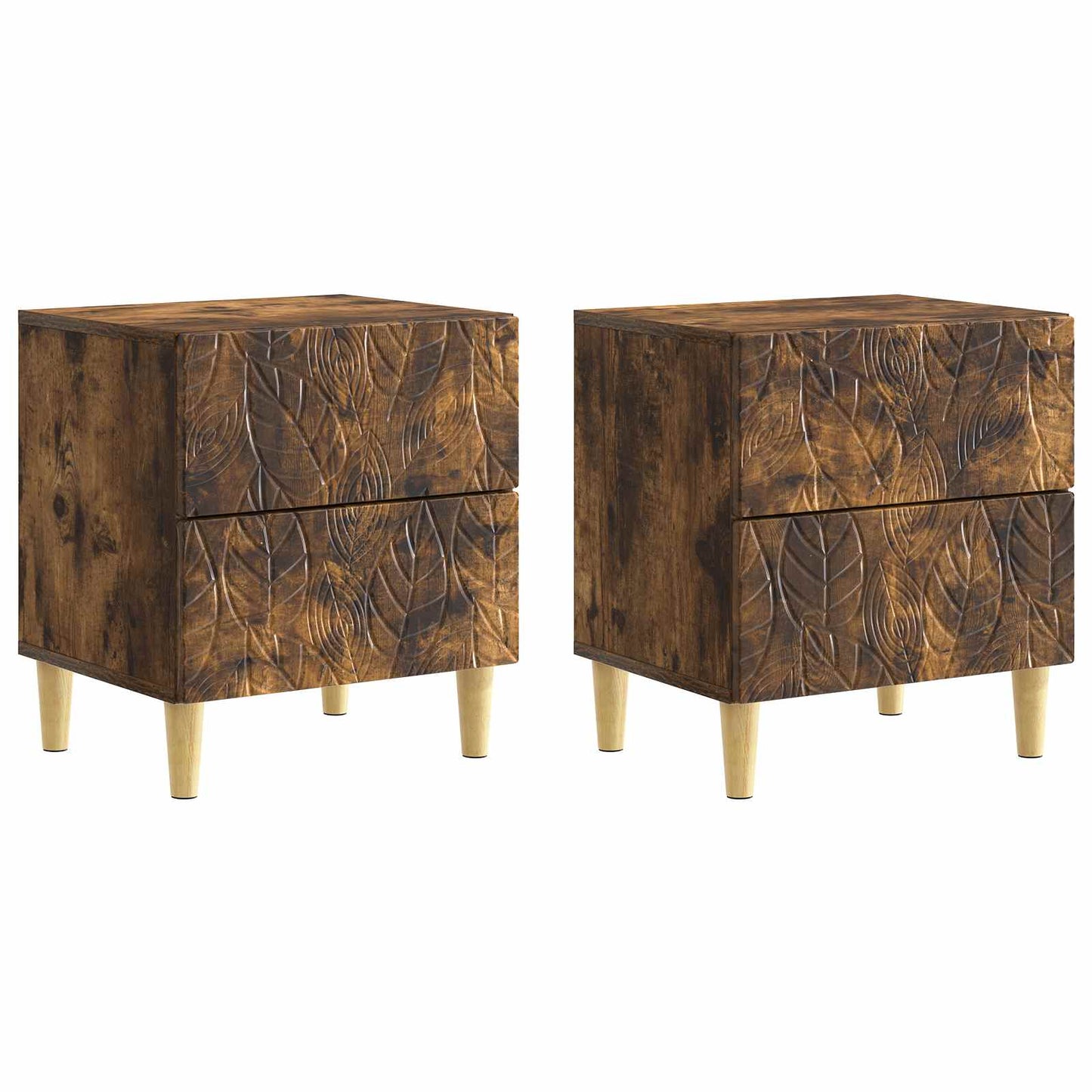 Nattbord 2 pcs Røkt Eik 43 x 34,5 x 48 cm Konstruert tre