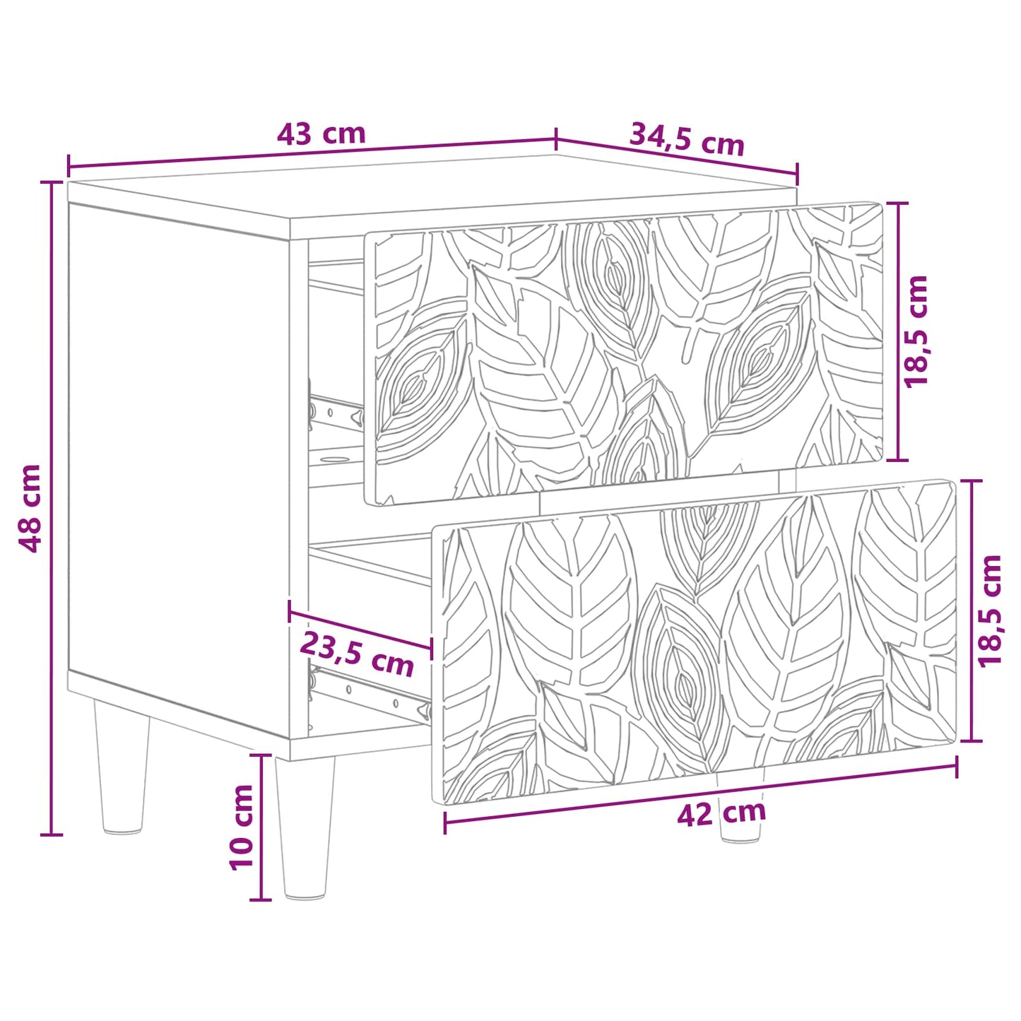 Nattbord Artisan eik 43 x 34,5 x 48 cm Konstruert tre