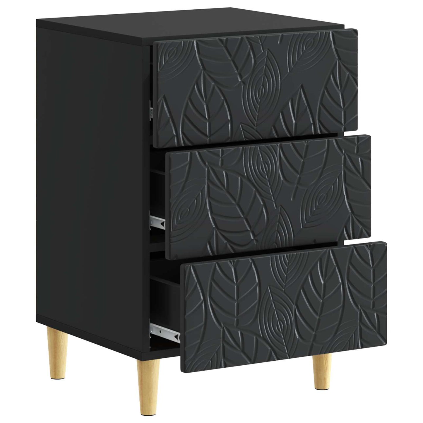 Nattbord Svart 43 x 39,5 x 66,5 cm Konstruert tre