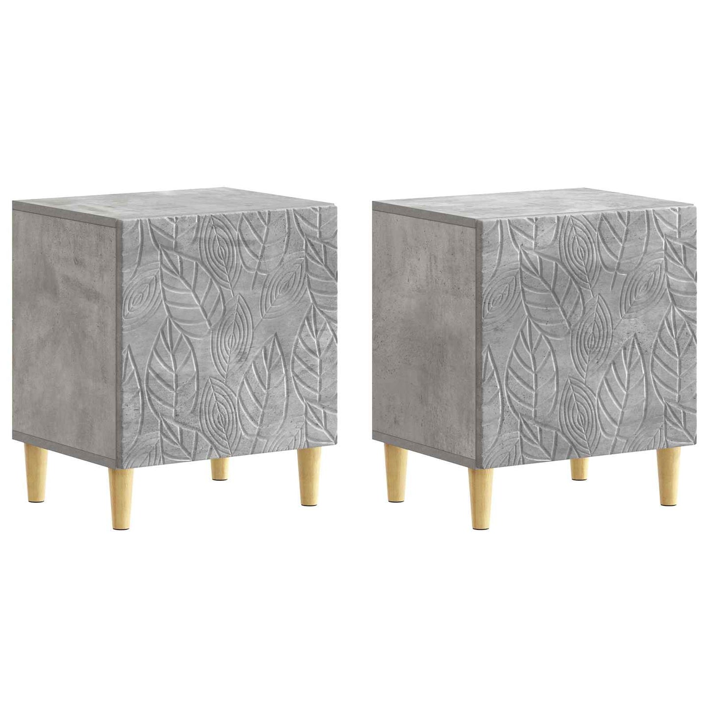 Nattbord 2 pcs Betonggrå 43 x 34,5 x 50 cm Konstruert tre