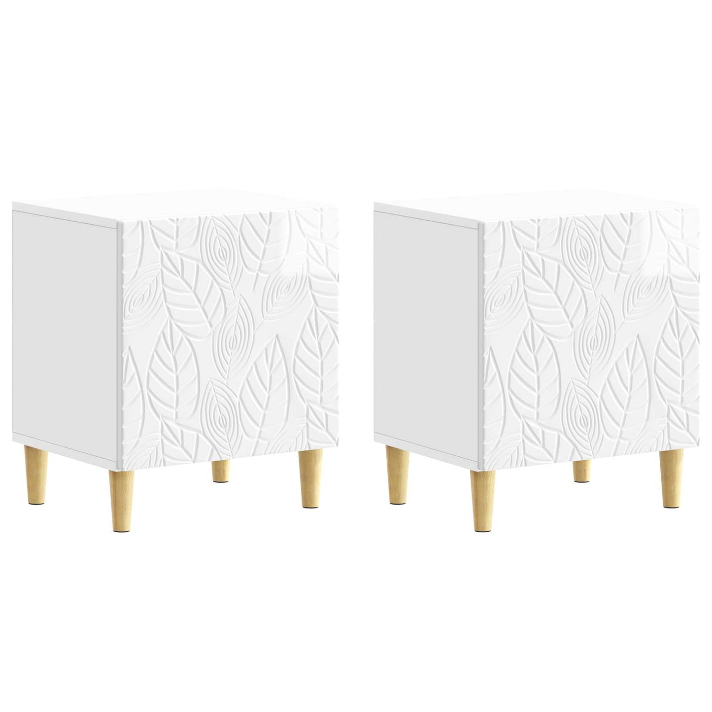 Nattbord 2 pcs Høgglans hvit 43 x 34,5 x 50 cm Konstruert tre
