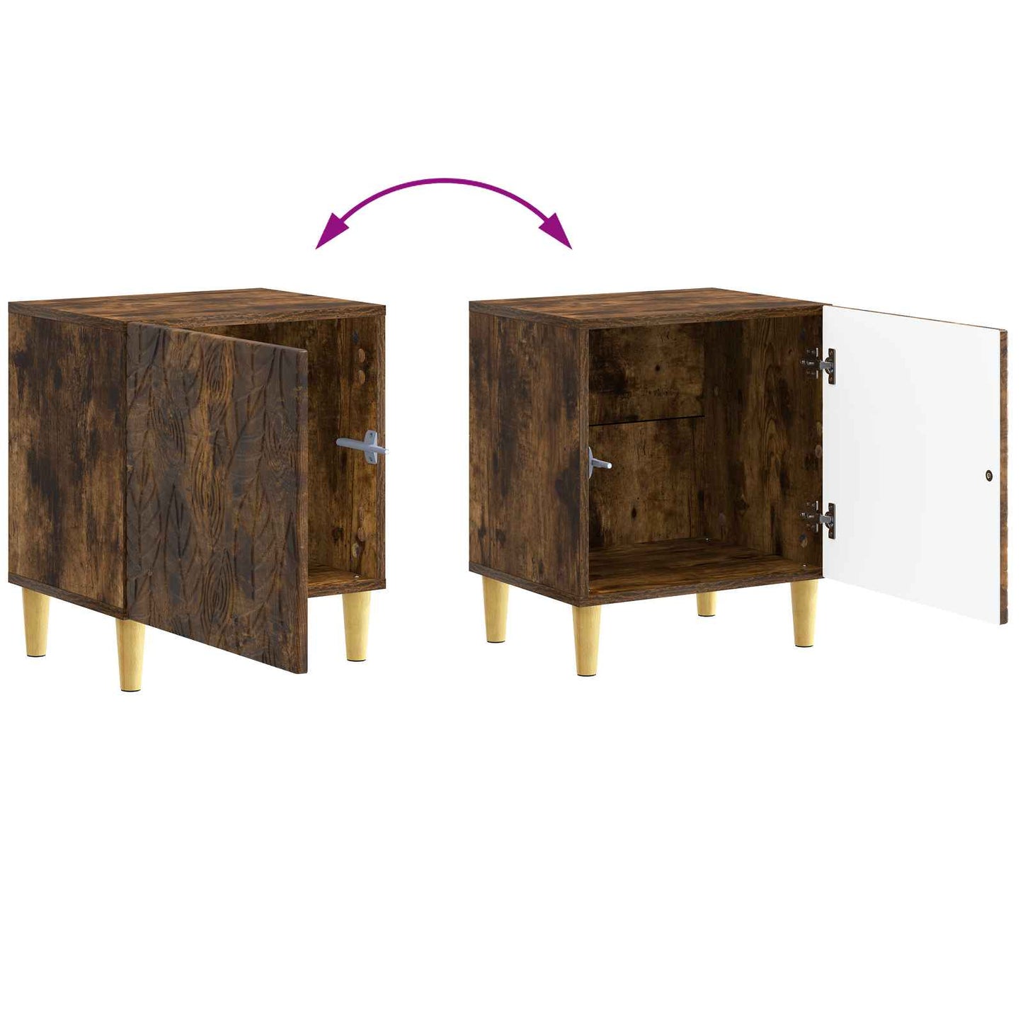 Nattbord 2 pcs Røkt Eik 43 x 34,5 x 50 cm Konstruert tre