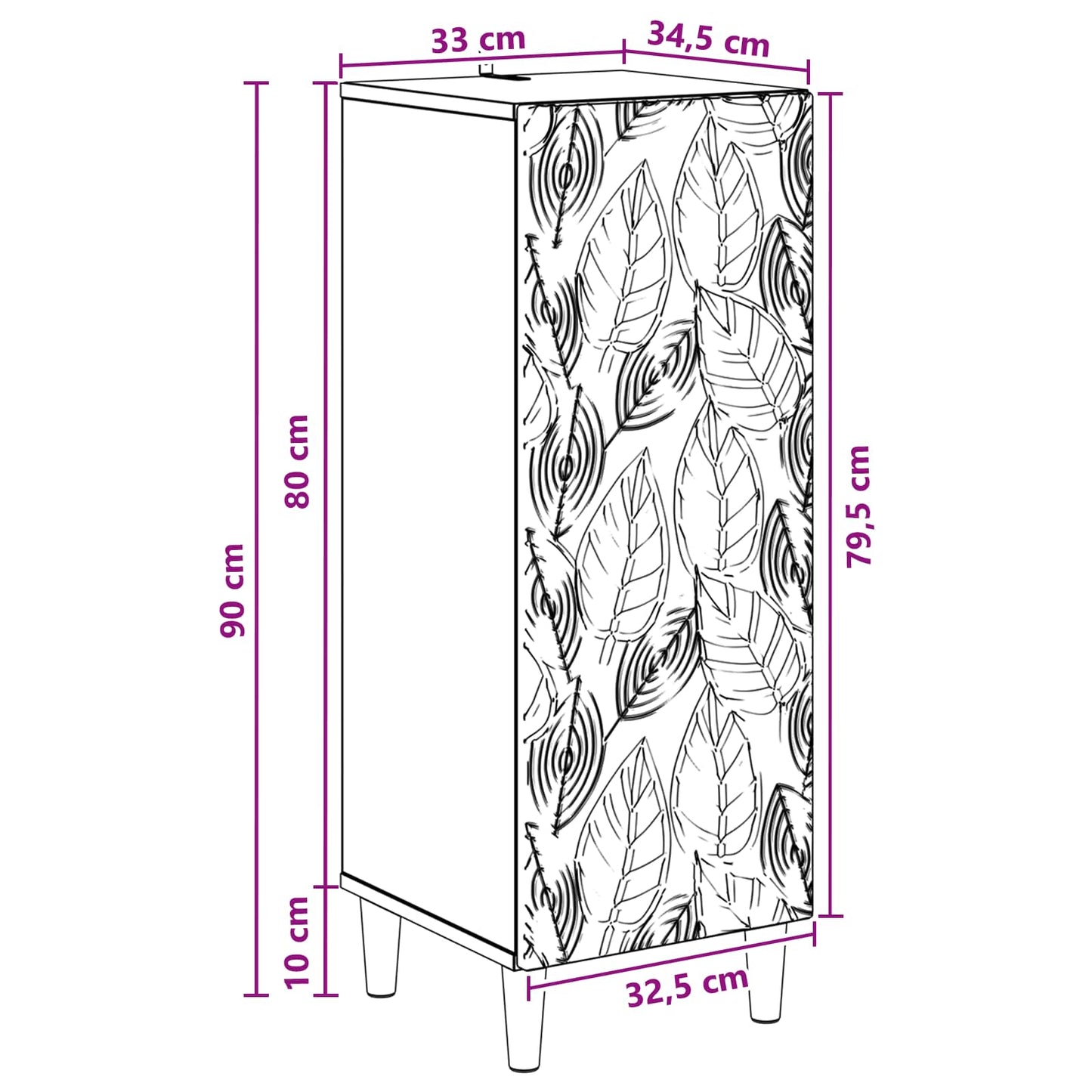 Serviesskap Hvit 33 x 34,5 x 90 cm Konstruert tre