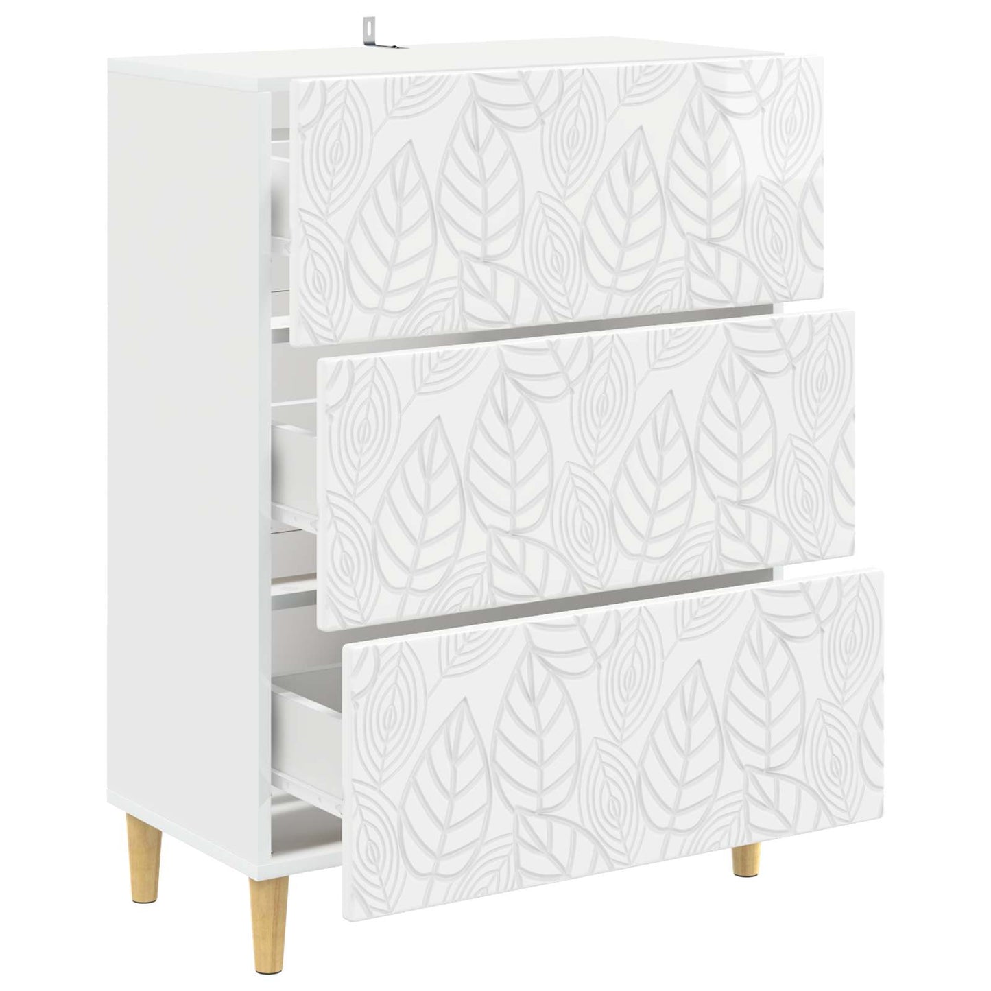 Skuffeskap Høgglans hvit 66 x 34,5 x 90 cm Konstruert tre