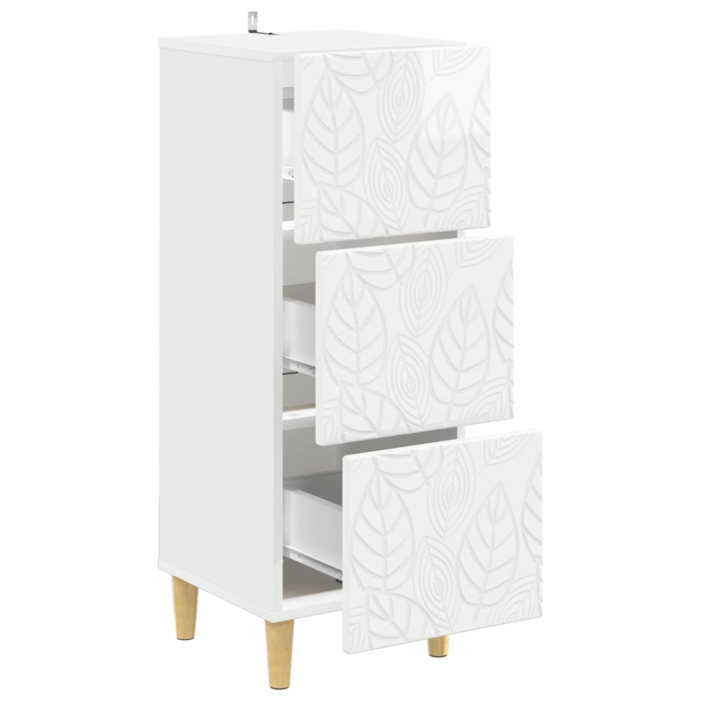 Skuffeskap Høgglans hvit 33 x 34,5 x 90 cm Konstruert tre