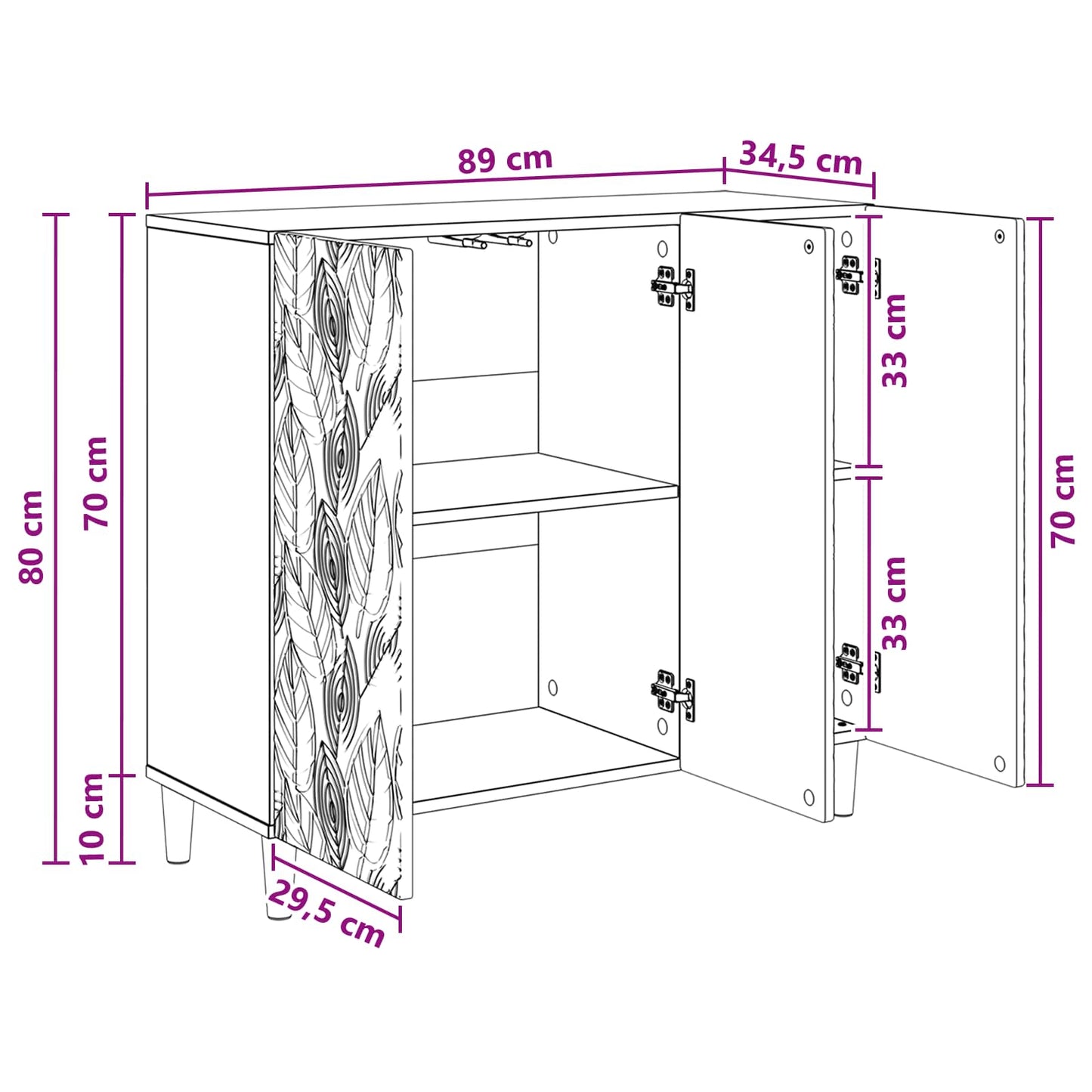 Serviesskap Sonoma eik 89 x 34,5 x 80 cm Konstruert tre