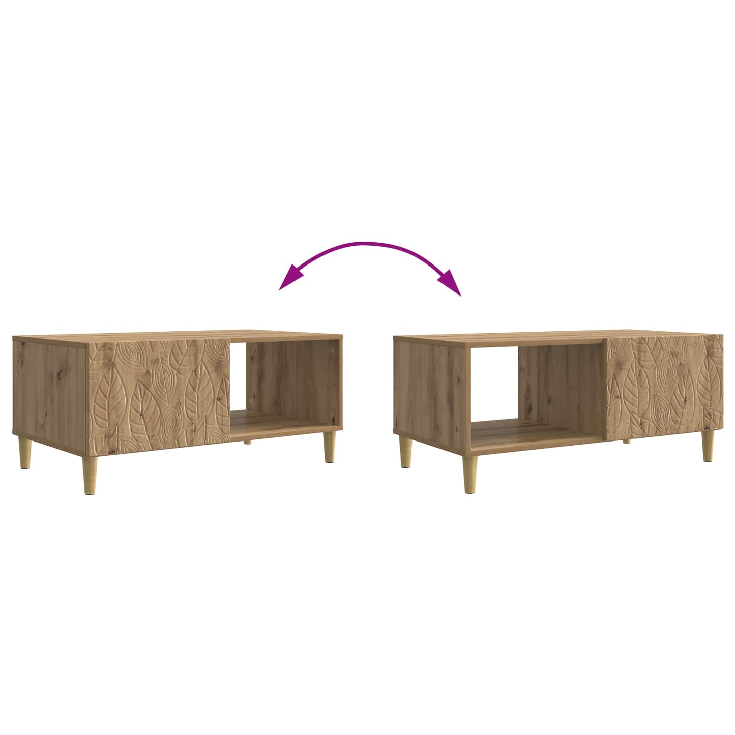Kaffebord Artisan eik 90 x 50 x 40 cm Konstruert tre