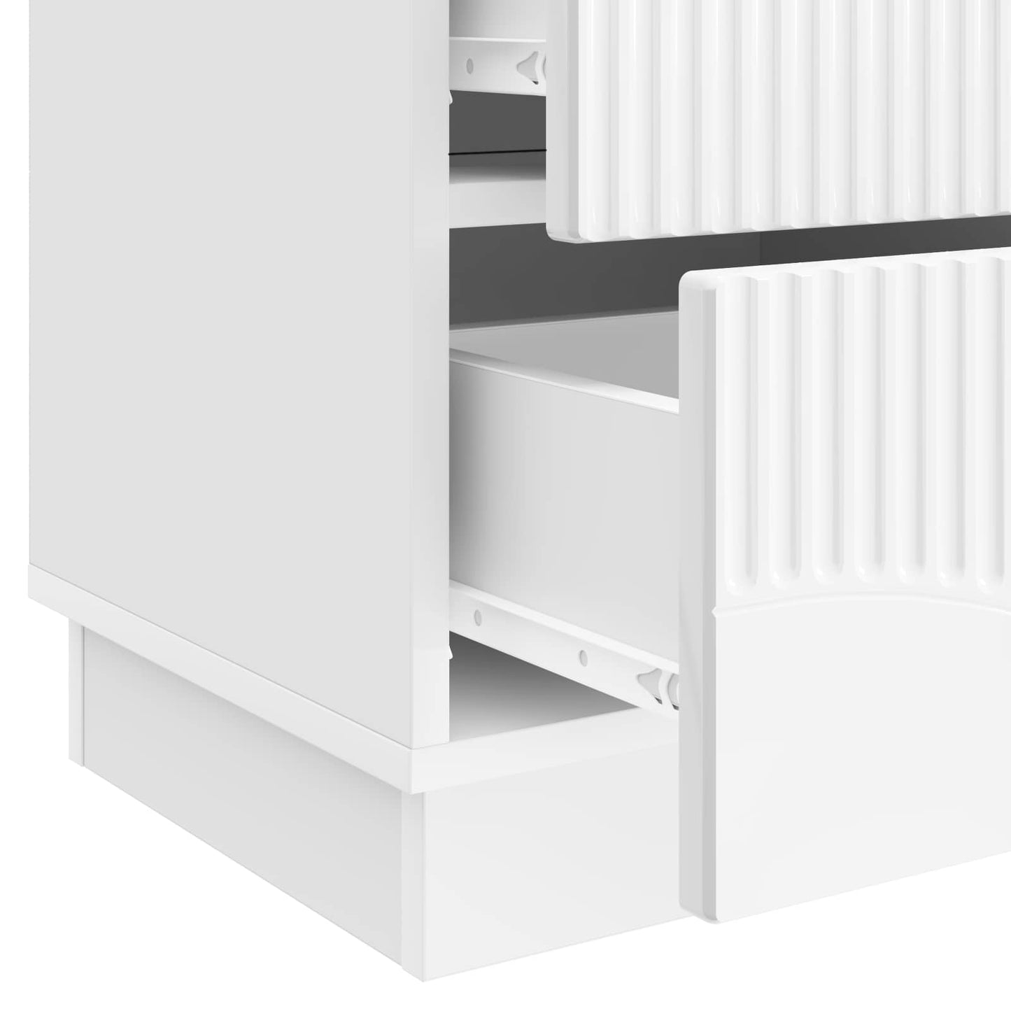 Nattbordskap med skuff 2 pcs Høgglans hvit 43 x 34,5 x 44,5 cm
