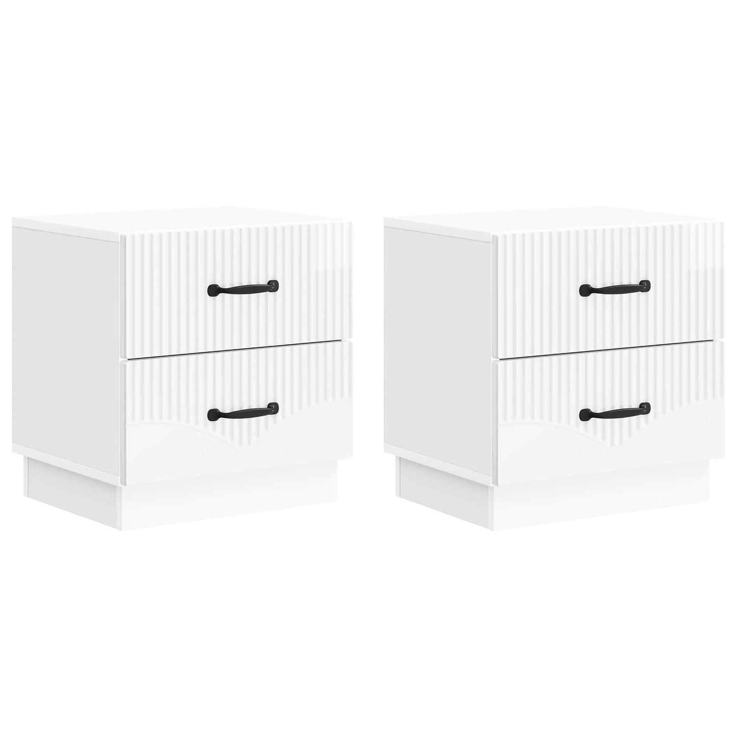 Nattbordskap med skuff 2 pcs Høgglans hvit 43 x 34,5 x 44,5 cm
