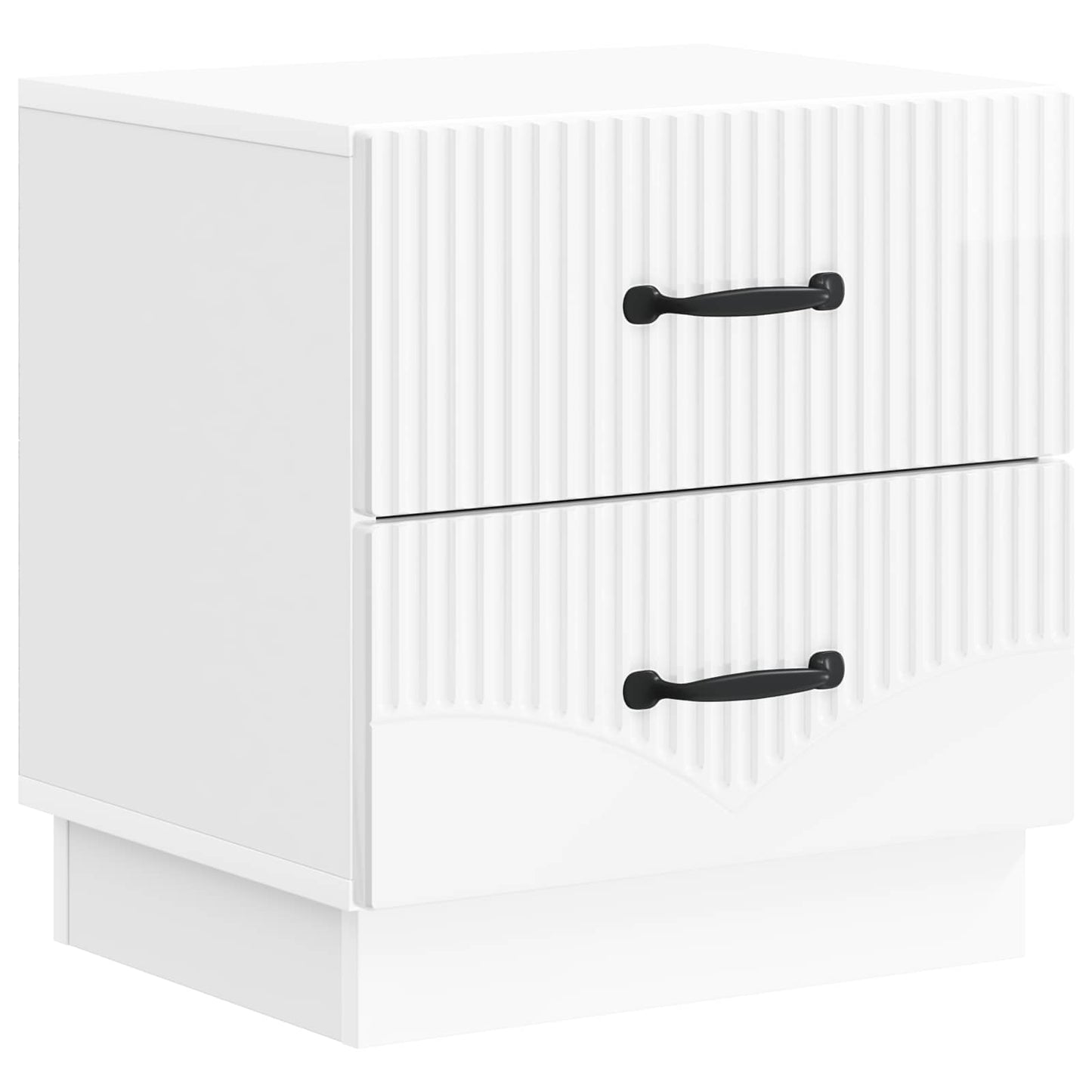 Nattbordskap med skuff 2 pcs Høgglans hvit 43 x 34,5 x 44,5 cm