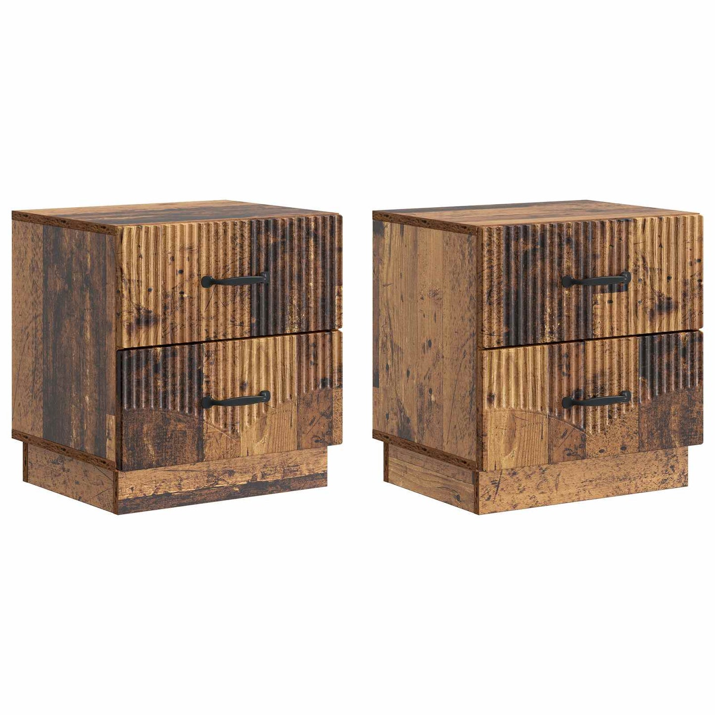 Nattbordskap med skuff 2 pcs Gammelt tre 43 x 34,5 x 44,5 cm