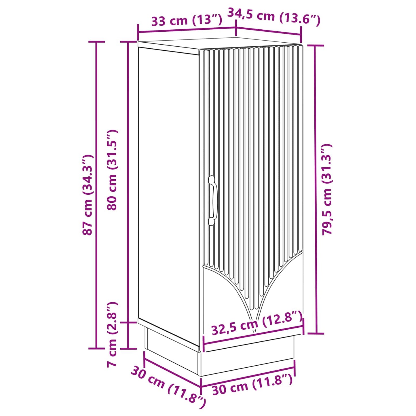 Serviesskap Svart 33 x 34,5 x 87 cm Konstruert tre