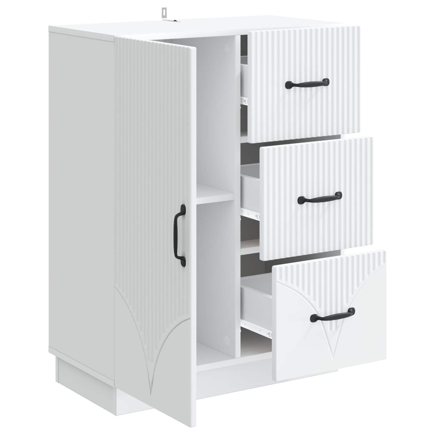 Serviesskap med skuff Hvit 66 x 34,5 x 87 cm Konstruert tre