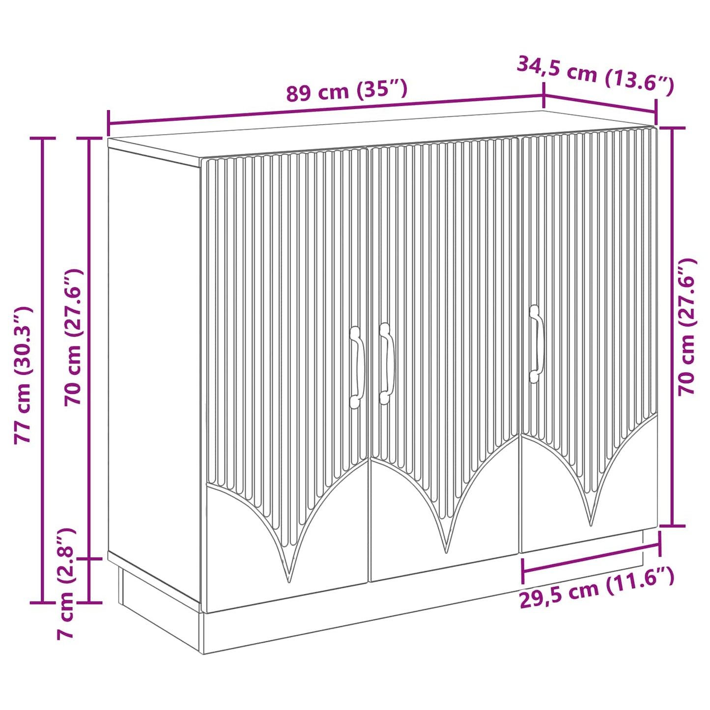 Serviesskap Hvit 89 x 34,5 x 77 cm Konstruert tre