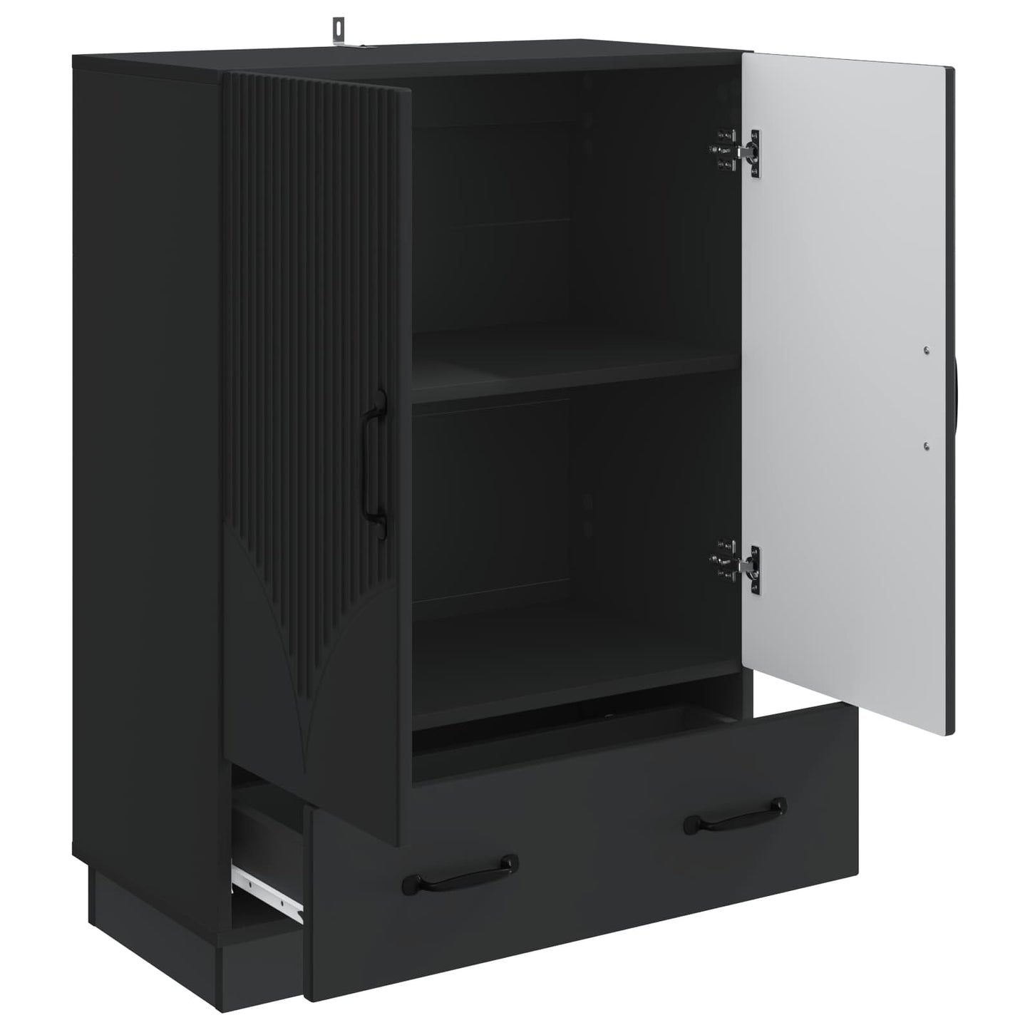 Serviesskap med skuff Svart 66 x 34,5 x 92 cm Konstruert tre