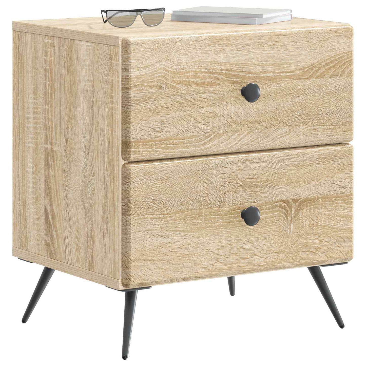 Nattbordskap med skuff 2 pcs Sonoma eik 43 x 34,5 x 47,5 cm