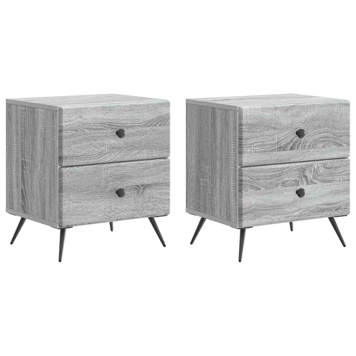 Nattbordskap med skuff 2 pcs Grå sonoma 43 x 34,5 x 47,5 cm