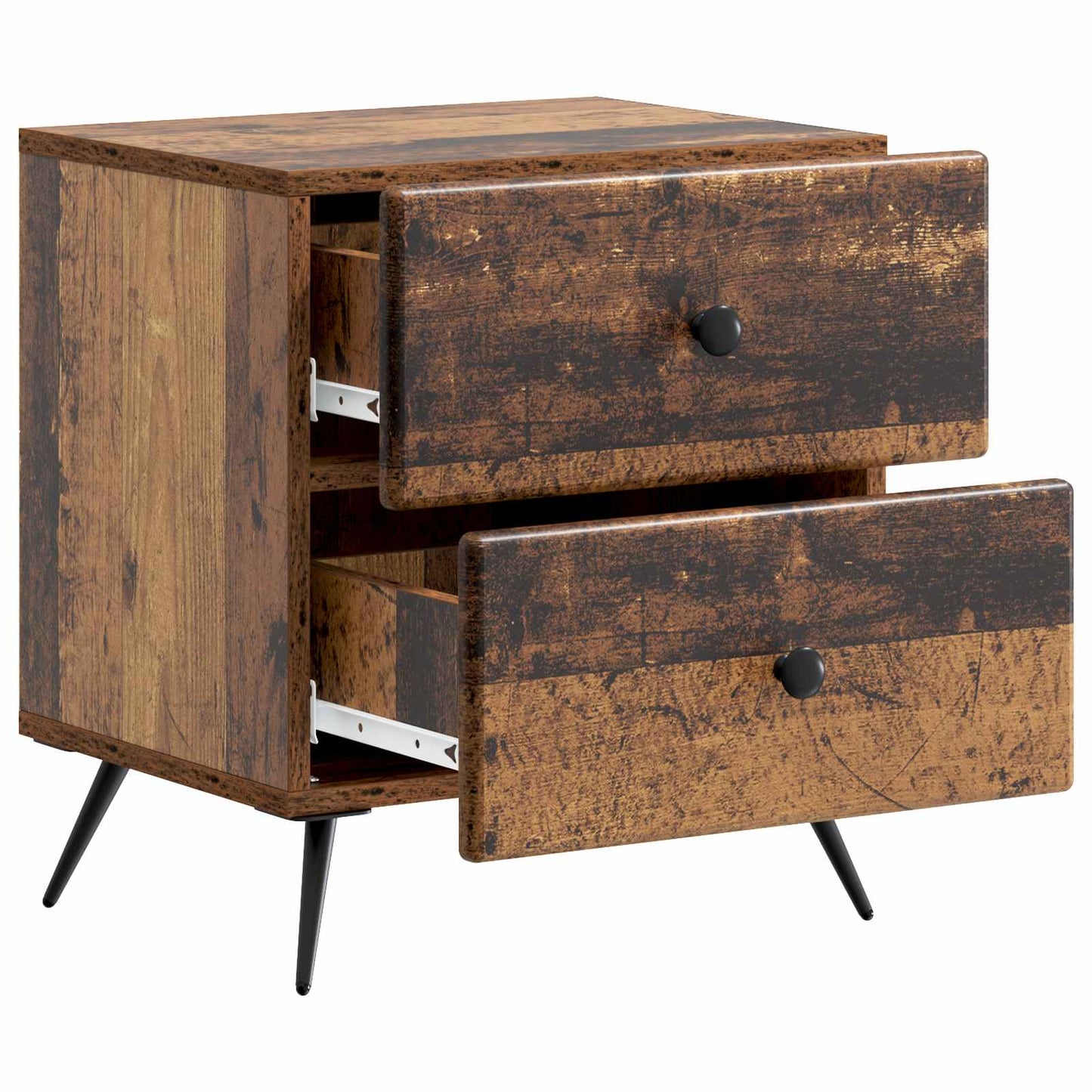 Nattbordskap med skuff 2 pcs Gammelt tre 43 x 34,5 x 47,5 cm