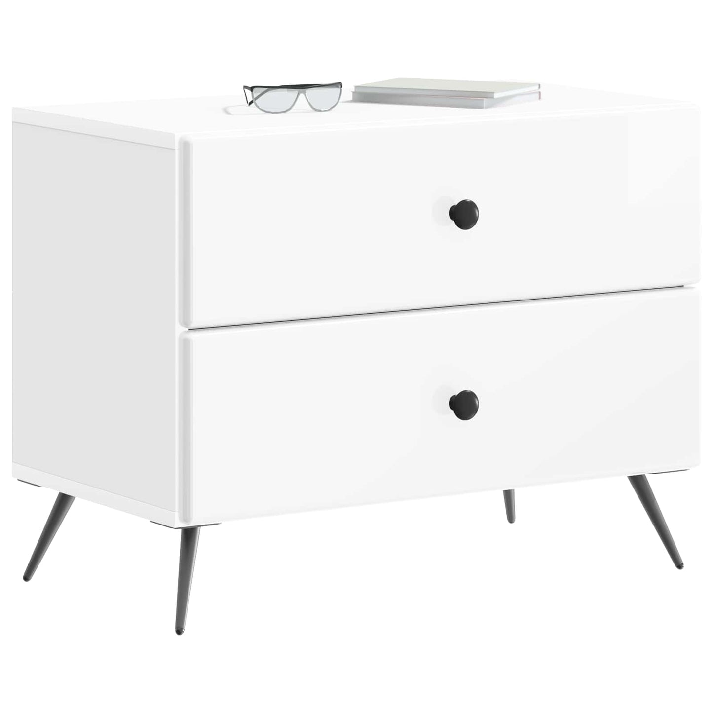 Nattbordskap Høgglans hvit 62 x 34,5 x 47,5 cm Konstruert tre