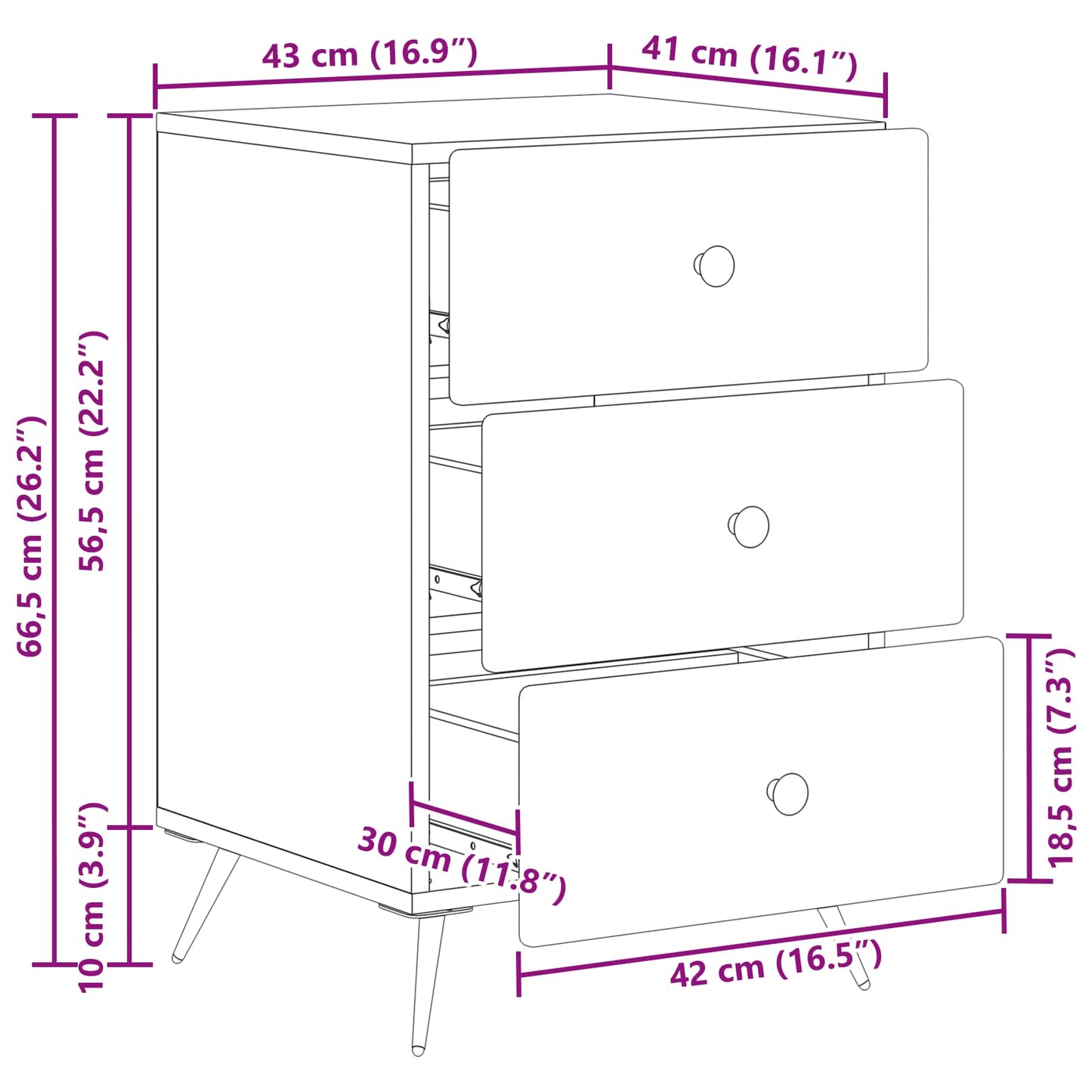 Nattbordskap Grå sonoma 43 x 41 x 66,5 cm Konstruert tre