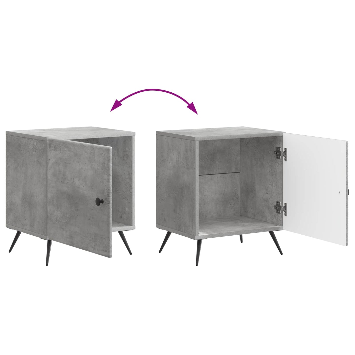Nattbordskap 2 pcs Betonggrå 43 x 34,5 x 50 cm Konstruert tre