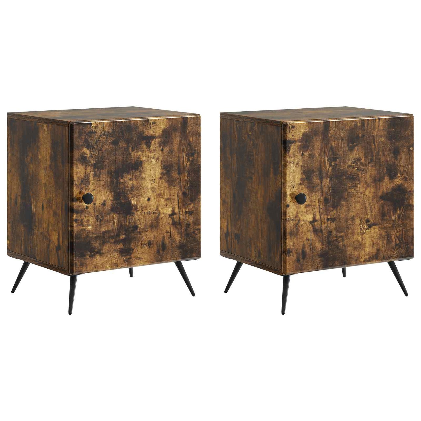Nattbordskap 2 pcs Røkt Eik 43 x 34,5 x 50 cm Konstruert tre