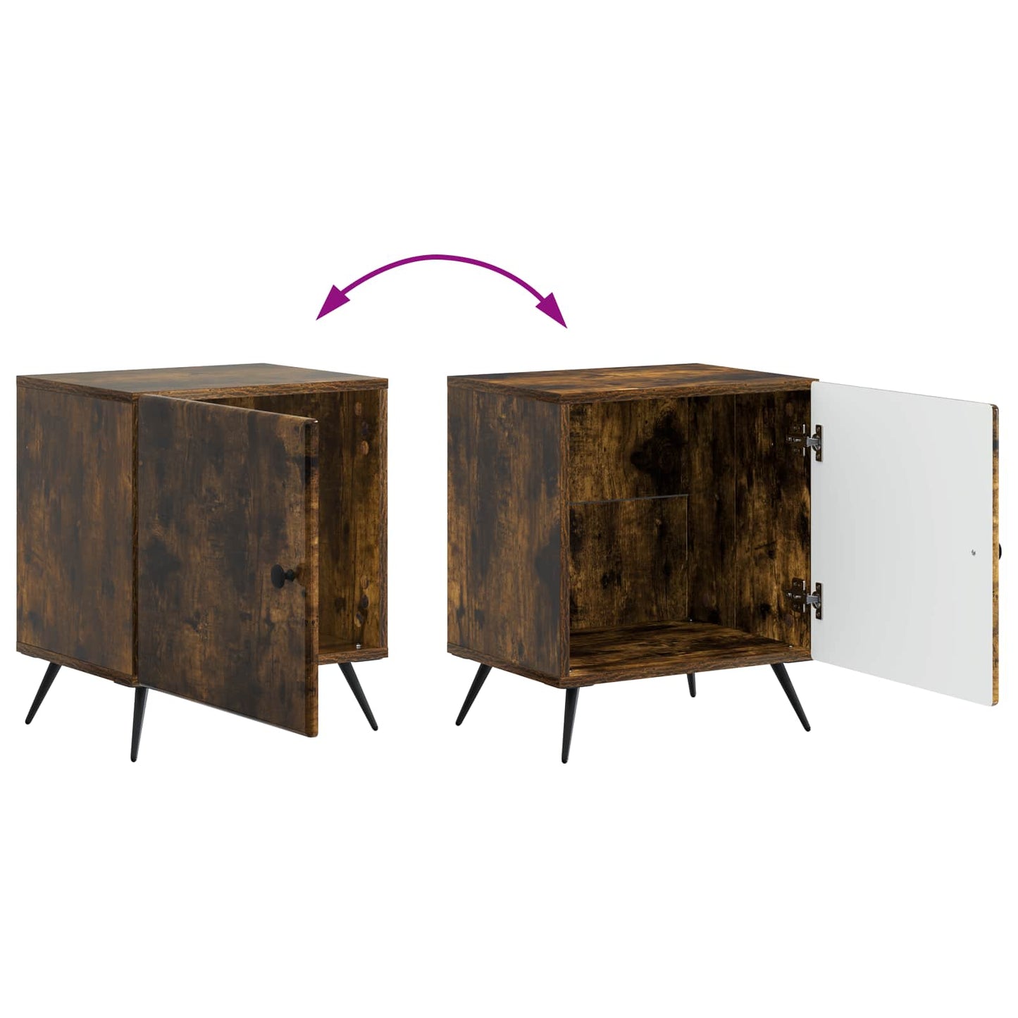 Nattbordskap 2 pcs Røkt Eik 43 x 34,5 x 50 cm Konstruert tre