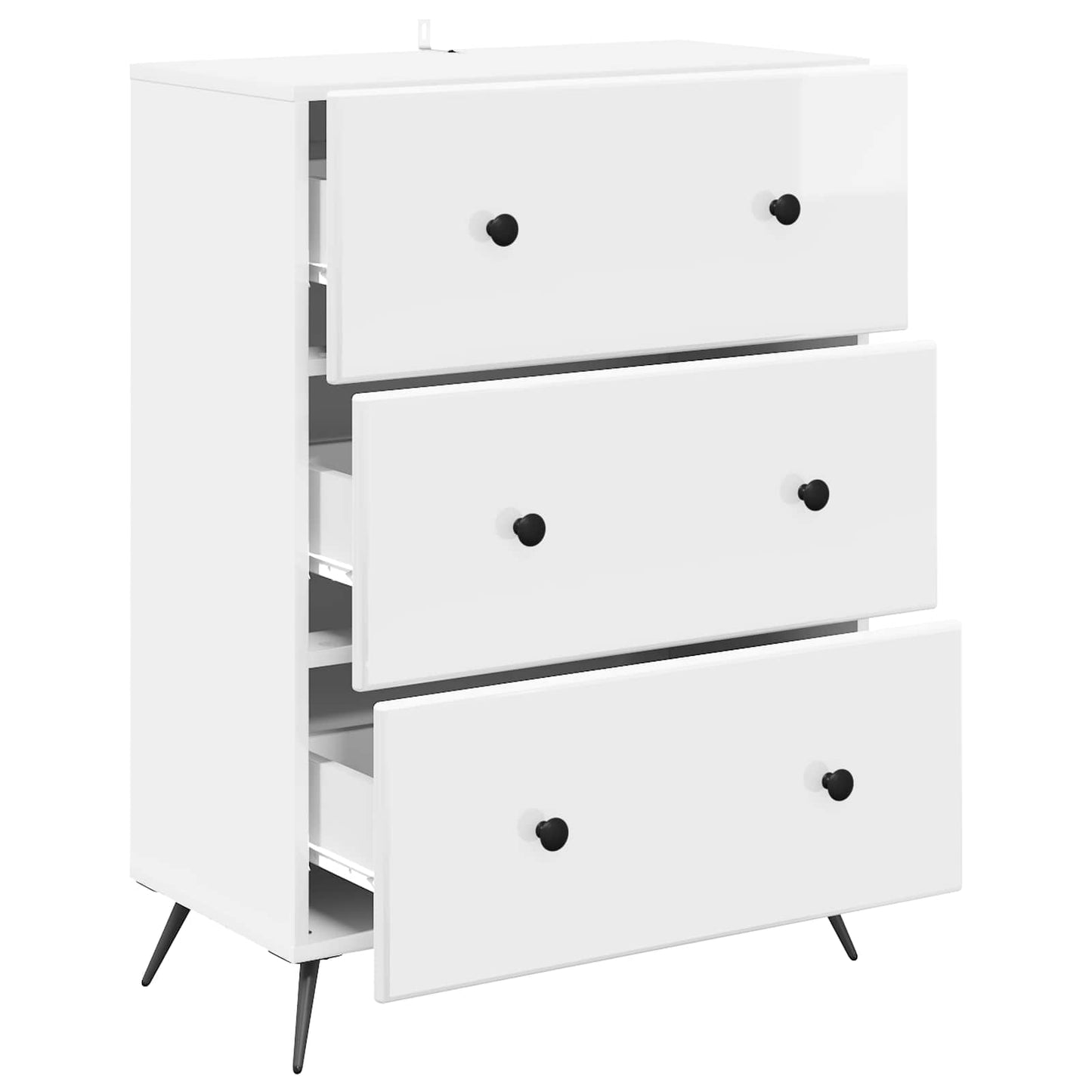 Skuffeskap Høgglans hvit 66 x 34,5 x 90 cm Konstruert tre