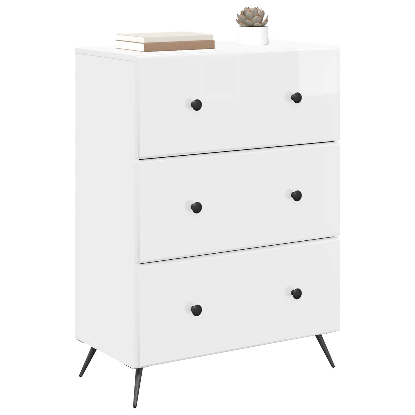 Skuffeskap Høgglans hvit 66 x 34,5 x 90 cm Konstruert tre