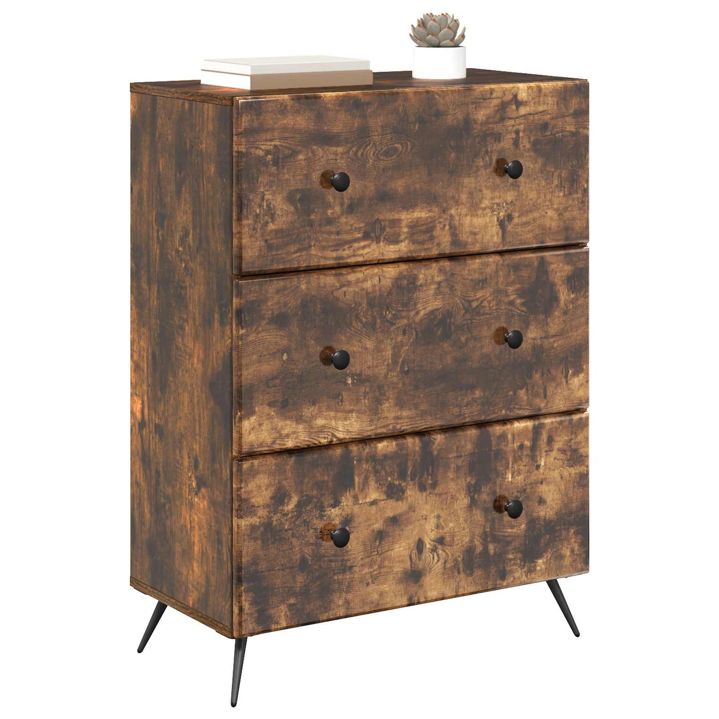 Skuffeskap Røkt Eik 66 x 34,5 x 90 cm Konstruert tre