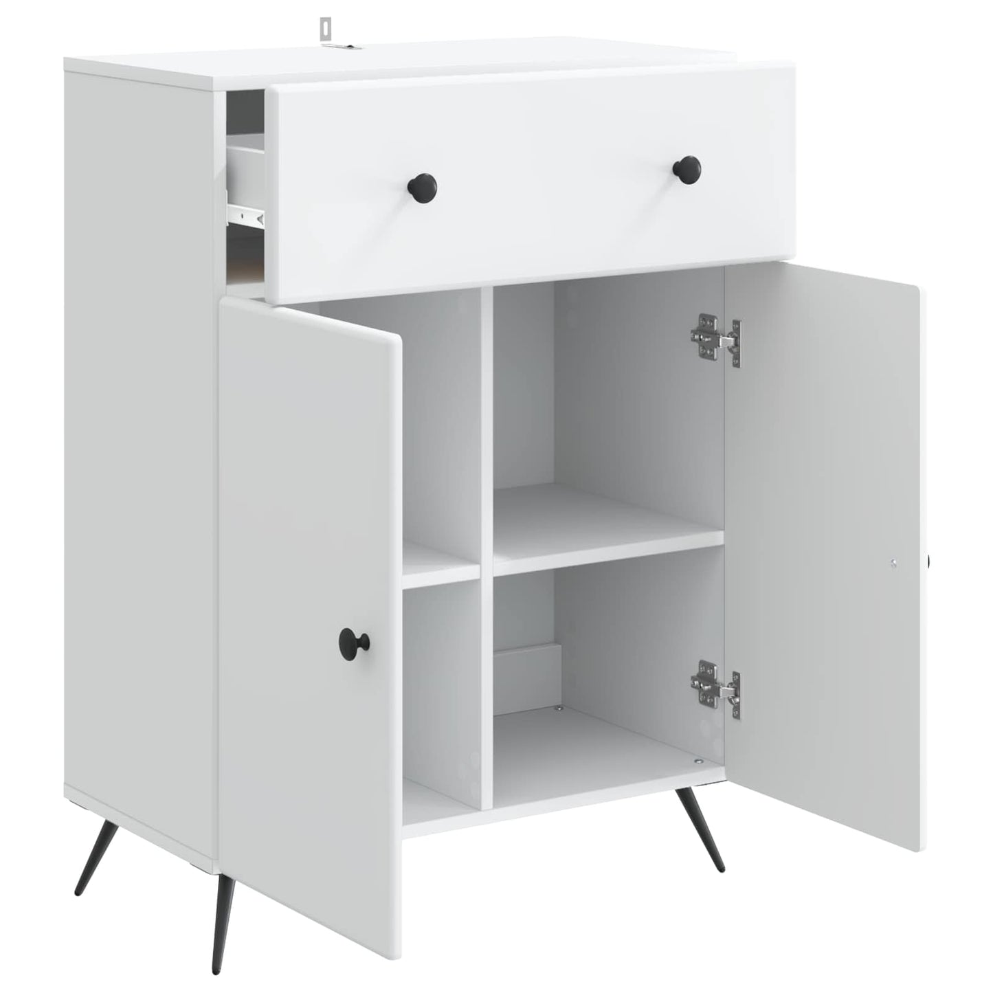 Serviesskap med skuff Hvit 66 x 34,5 x 90 cm Konstruert tre