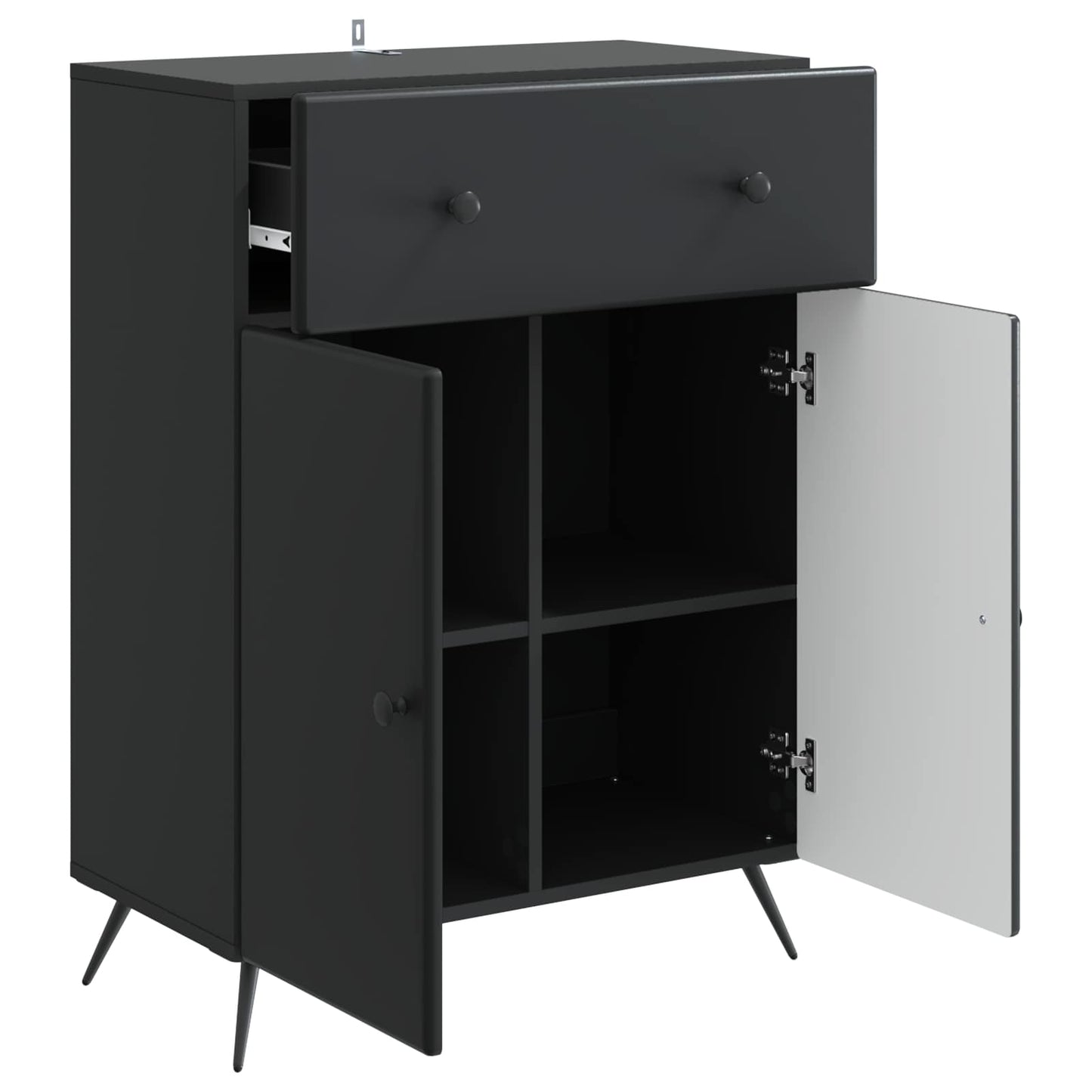 Serviesskap med skuff Svart 66 x 34,5 x 90 cm Konstruert tre