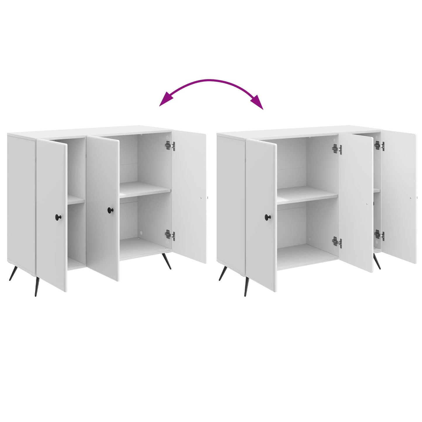 Serviesskap Høgglans hvit 89 x 34,5 x 80 cm Konstruert tre