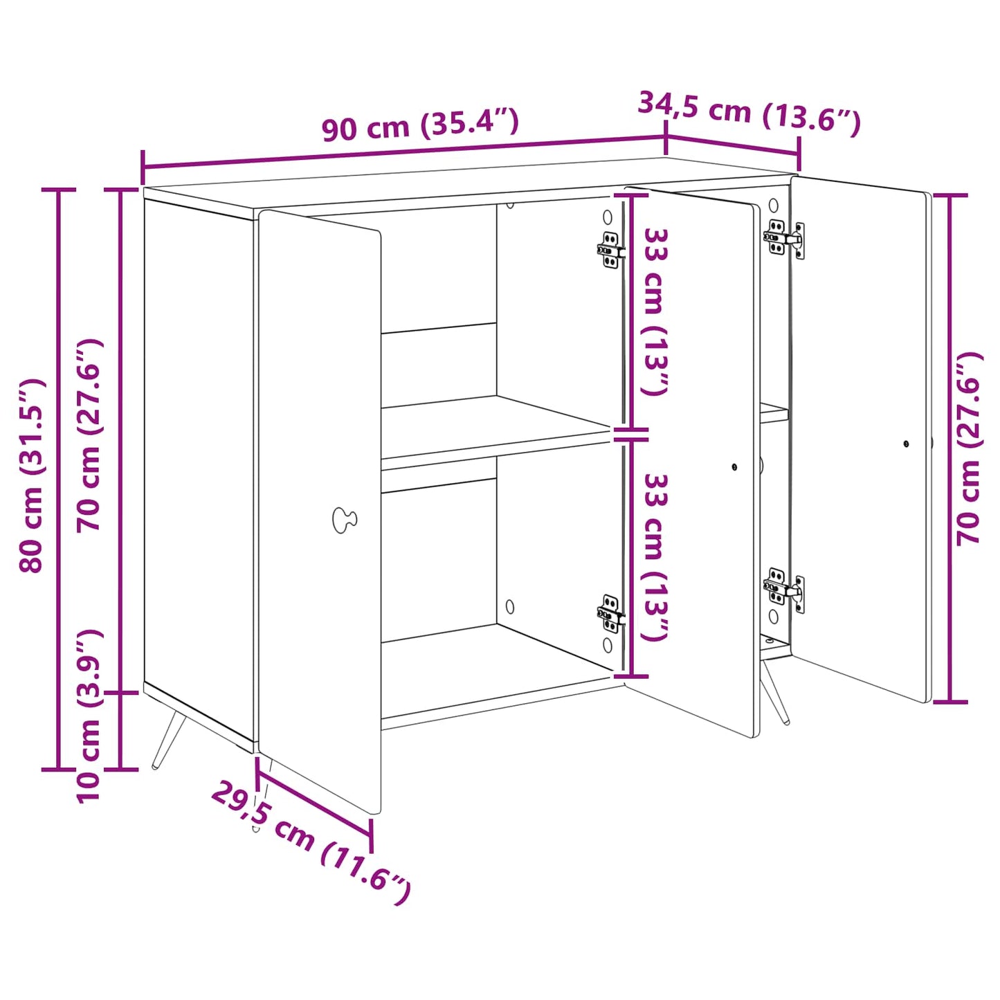 Serviesskap Gammelt tre 89 x 34,5 x 80 cm Konstruert tre