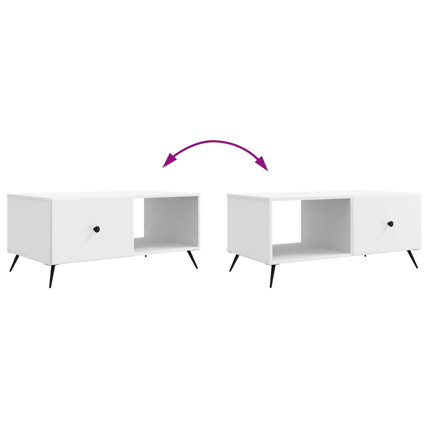 Kaffebord Hvit 90 x 50 x 40 cm Konstruert tre