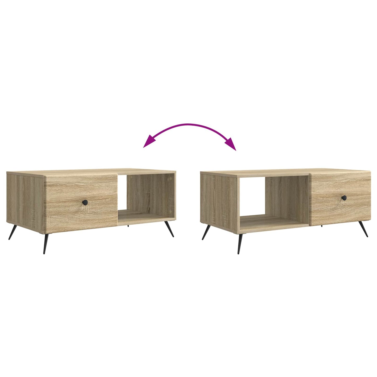 Kaffebord Sonoma eik 90 x 50 x 40 cm Konstruert tre