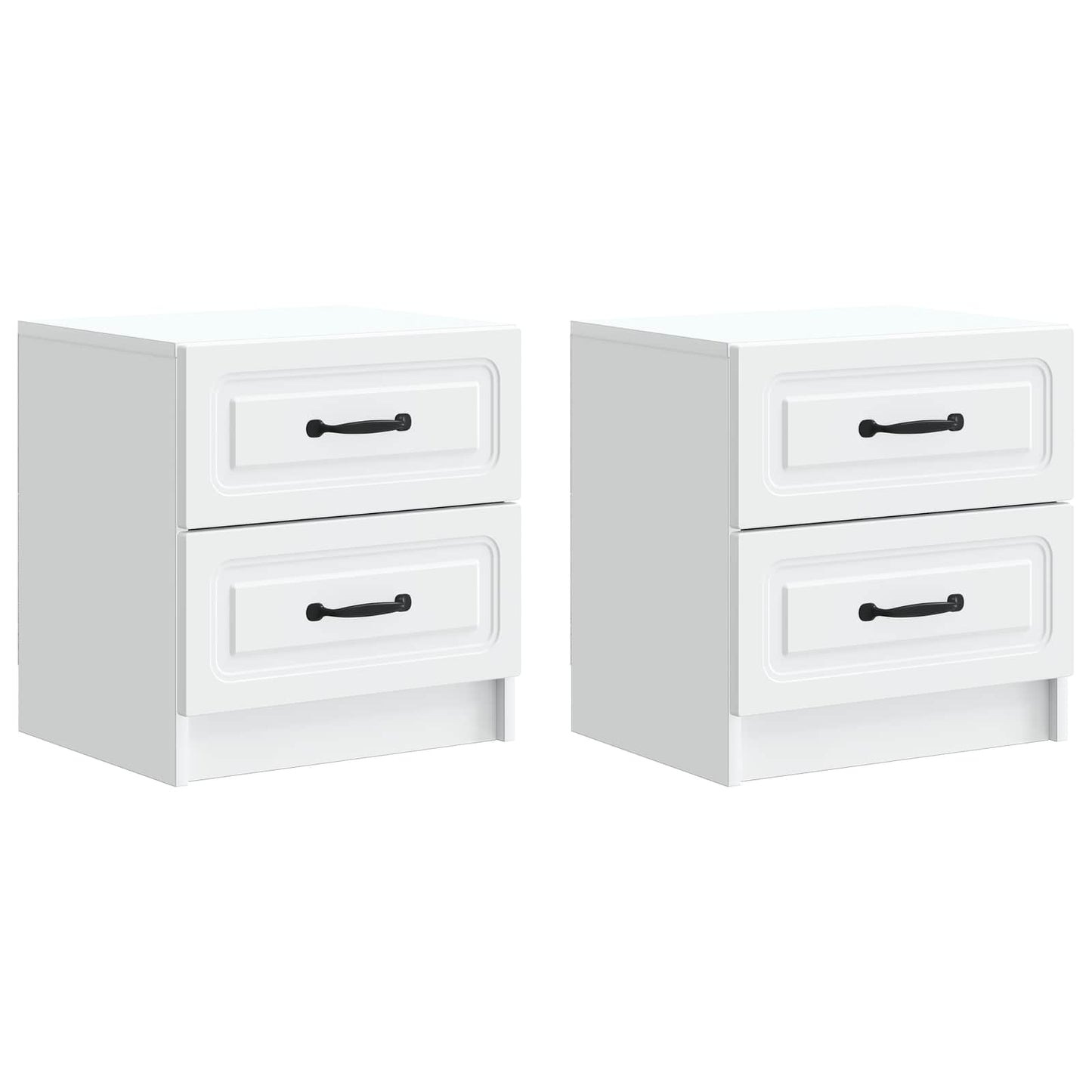 Nattbordskap 2 pcs Hvit 43 x 34,5 x 44,5 cm Konstruert tre