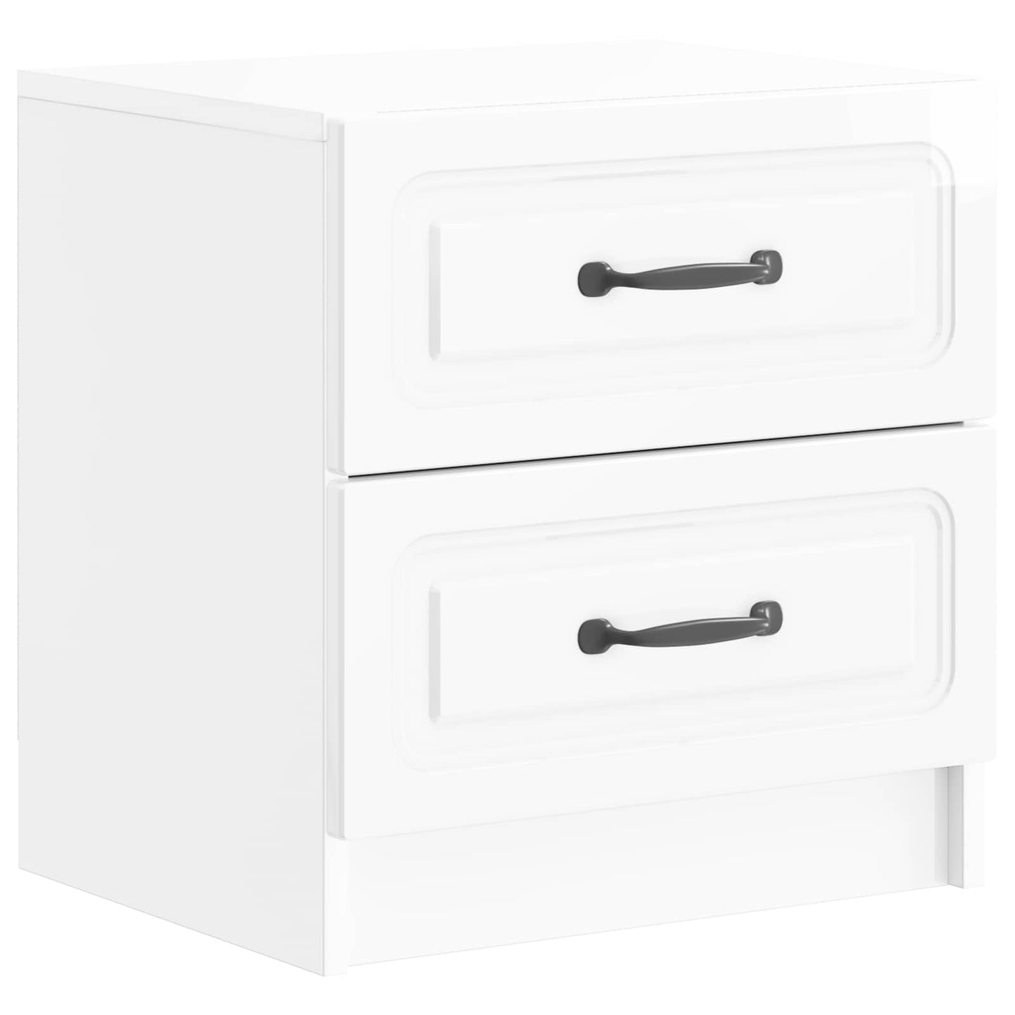 Nattbordskap med skuff 2 pcs Høgglans hvit 43 x 34,5 x 44,5 cm