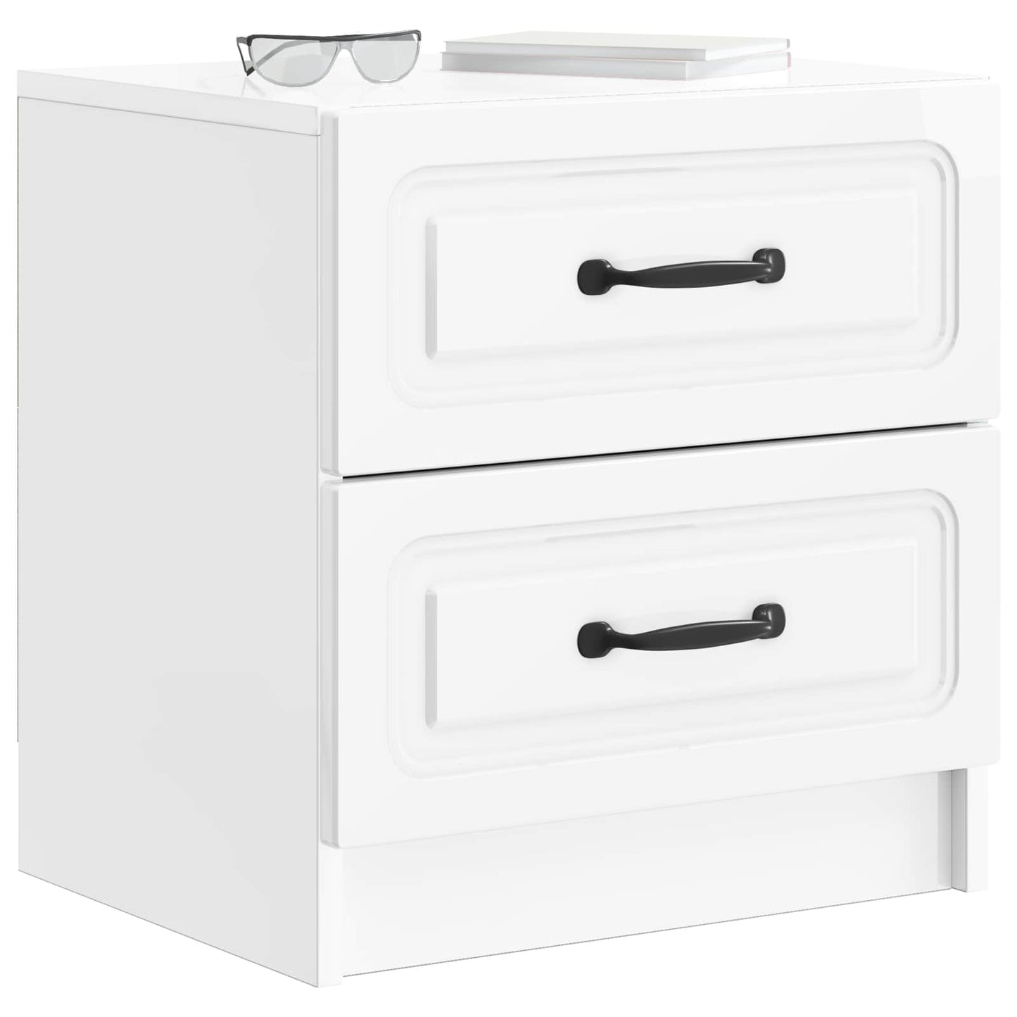 Nattbordskap med skuff 2 pcs Høgglans hvit 43 x 34,5 x 44,5 cm