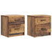 Nattbordskap med skuff 2 pcs Gammelt tre 43 x 34,5 x 44,5 cm
