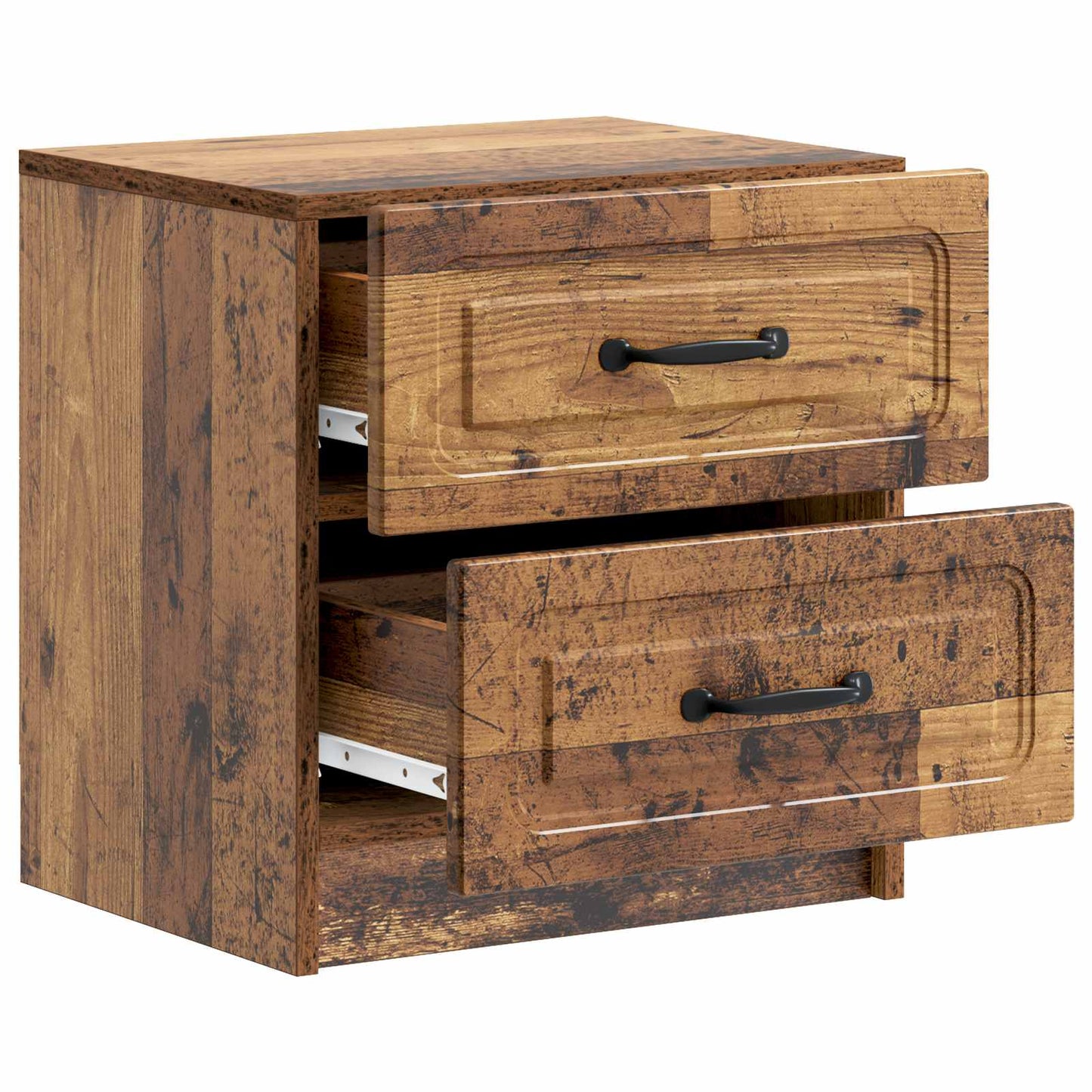 Nattbordskap med skuff 2 pcs Gammelt tre 43 x 34,5 x 44,5 cm