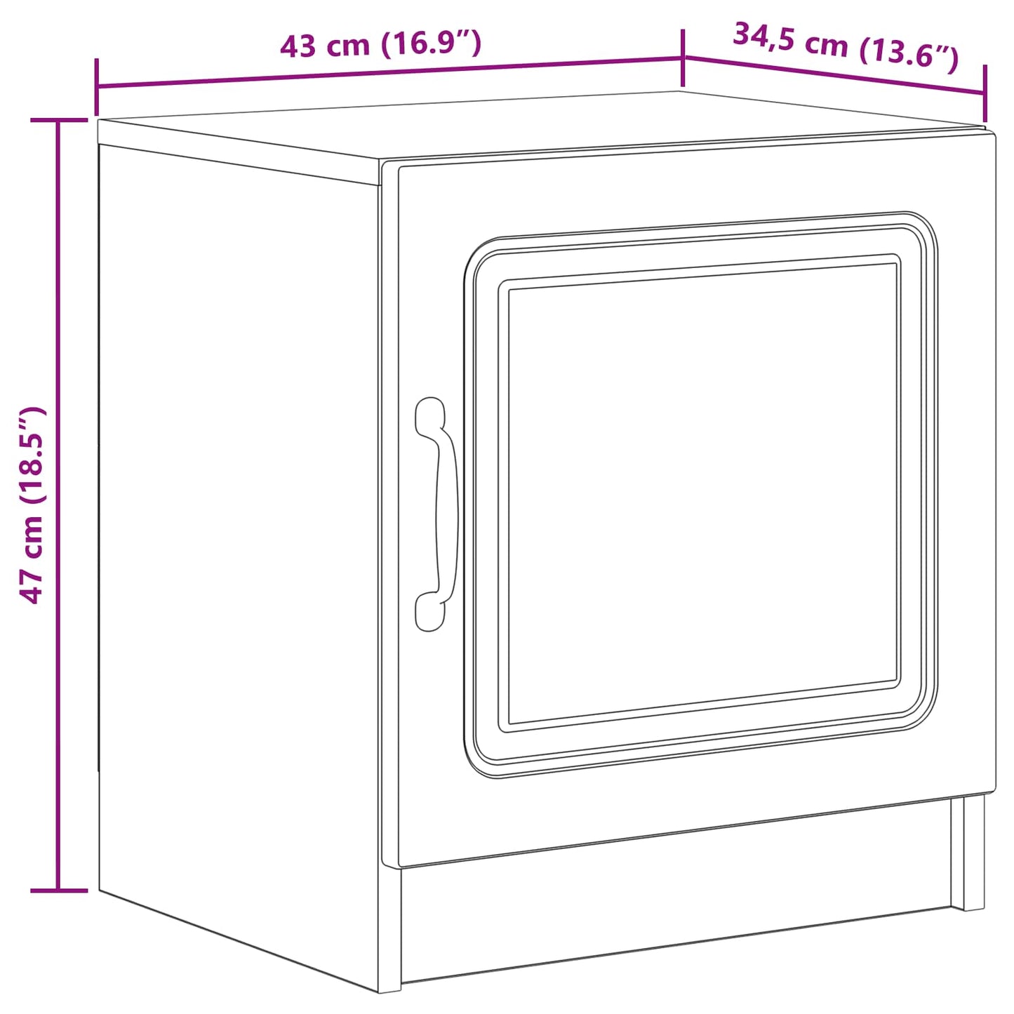Nattbordskap Hvit 43 x 34,5 x 47 cm Konstruert tre