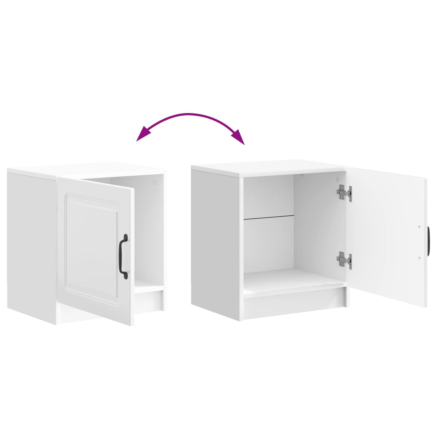 Nattbordskap 2 pcs Høgglans hvit 43 x 34,5 x 47 cm