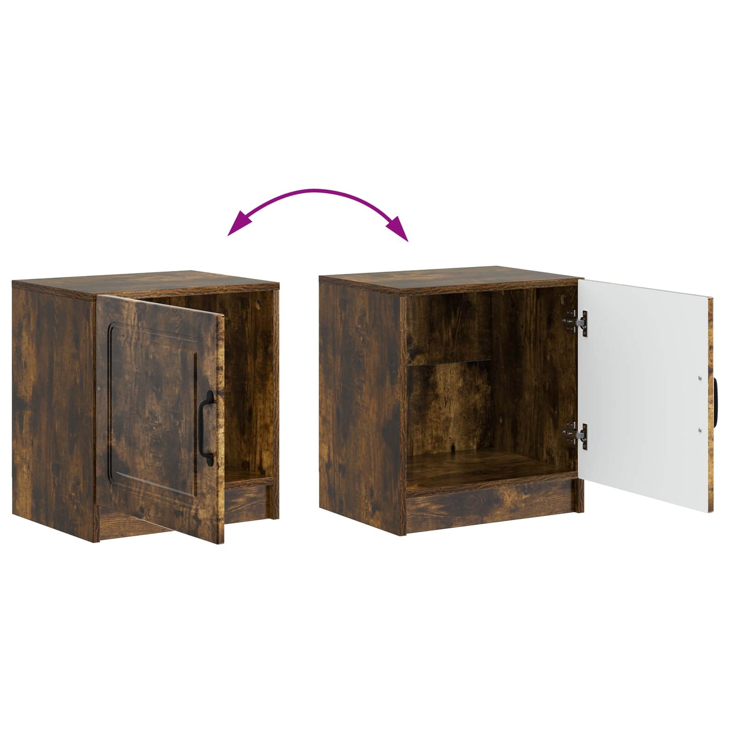 Nattbordskap 2 pcs Røkt Eik 43 x 34,5 x 47 cm Konstruert tre