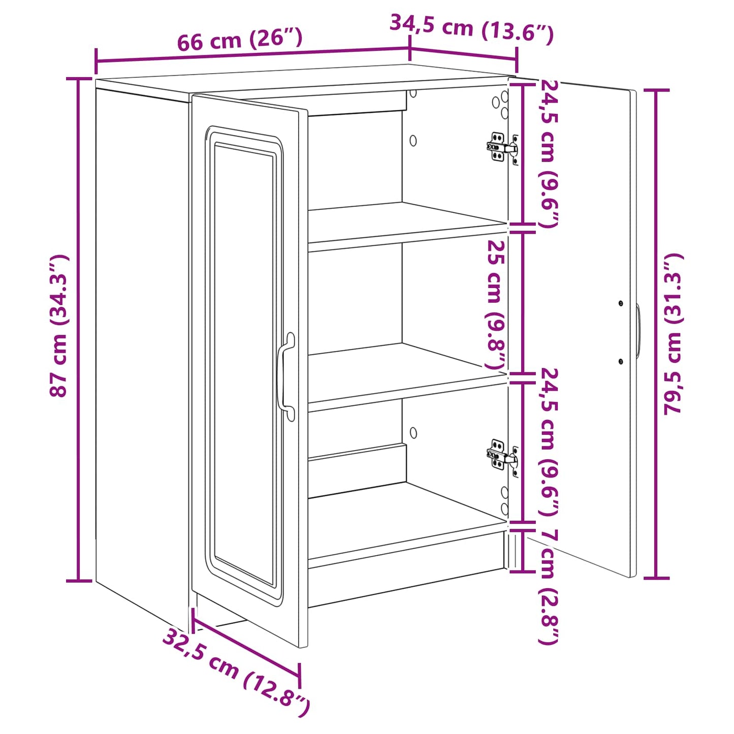 Serviesskap Hvit 66 x 34,5 x 87 cm Konstruert tre