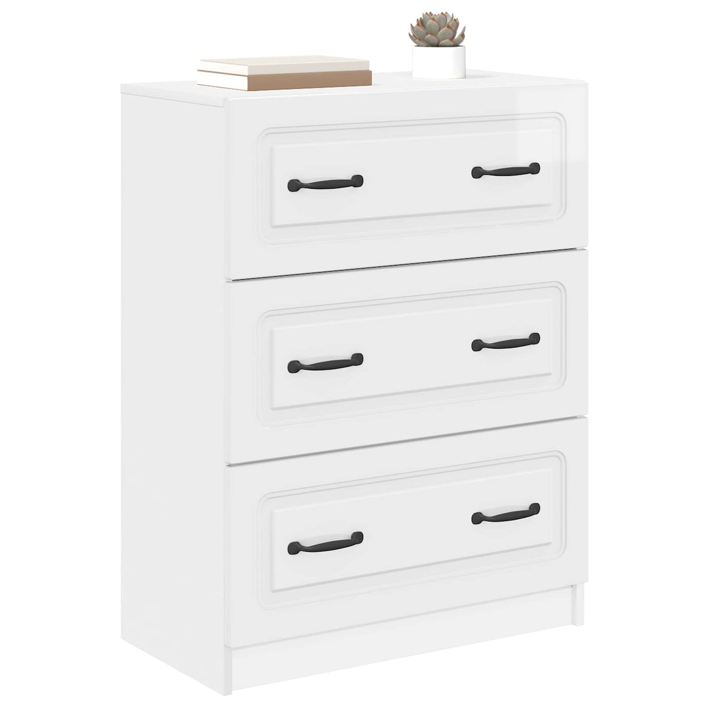 Skuffeskap Høgglans hvit 66 x 34,5 x 87 cm Konstruert tre
